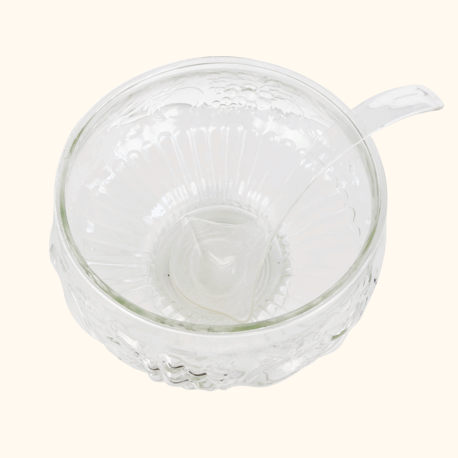 Vintage 1960s Jeanette Crystal Glass Fruit Punch Bowl Set Jeanette