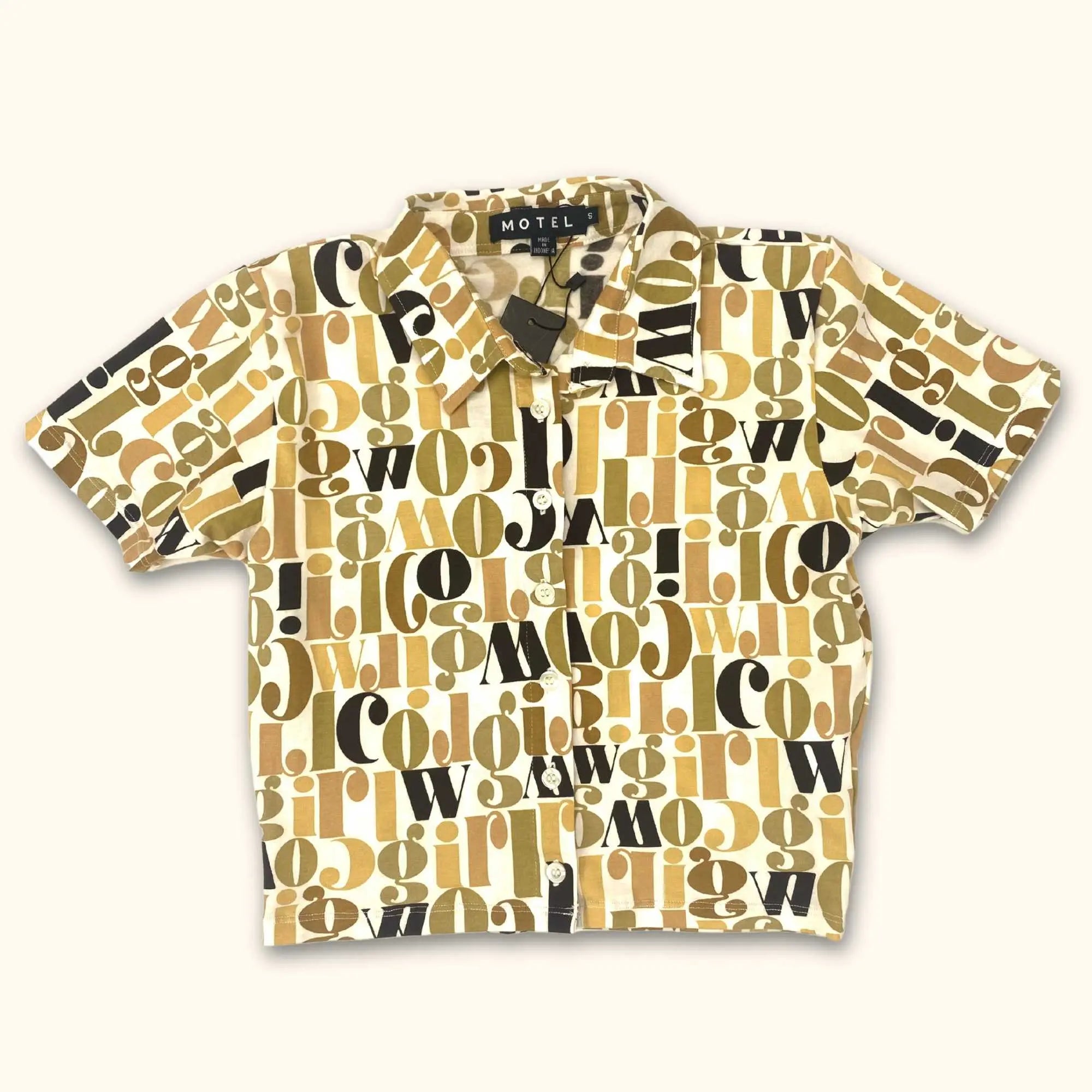 Motel Cowgirl Printed Cropped Shirt - Size Small - - Tops & Shirts