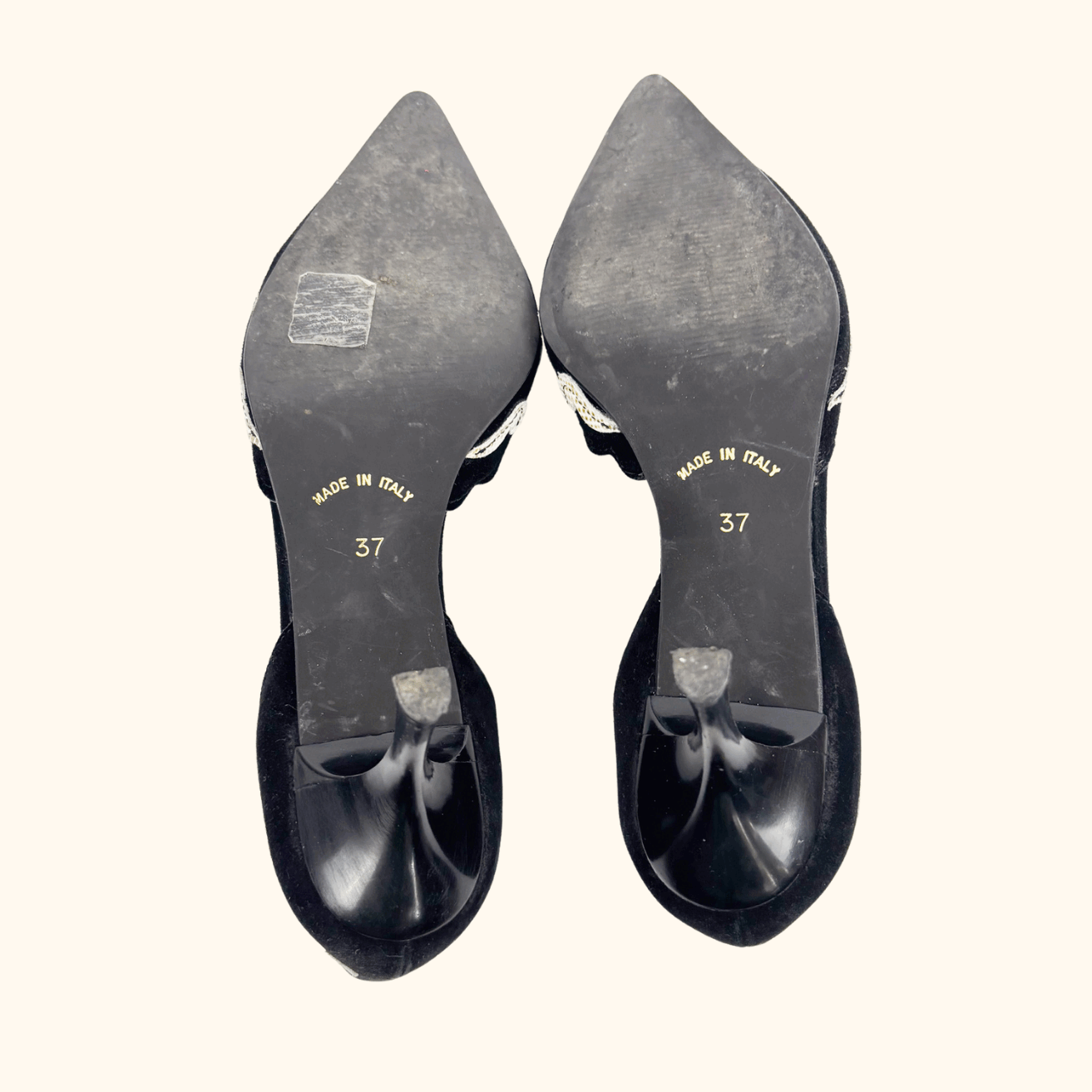 M&S Per Una Black Suede Pointed Kitten Heel - Size 4 Per Una