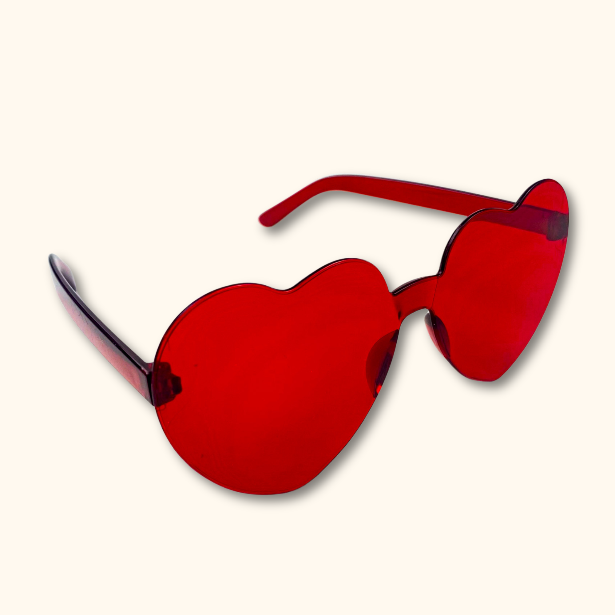 Red Heart Shaped Sunglasses - - Sunglasses