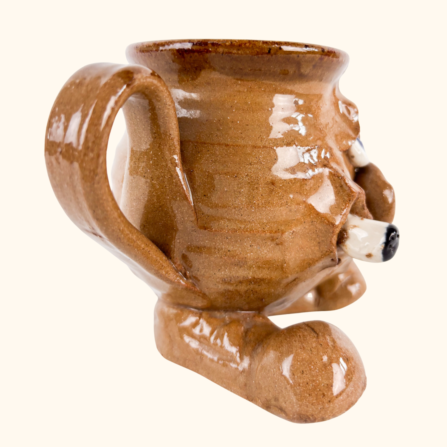 Clay Ugly Face Smoking Mug - - Mugs and teacups