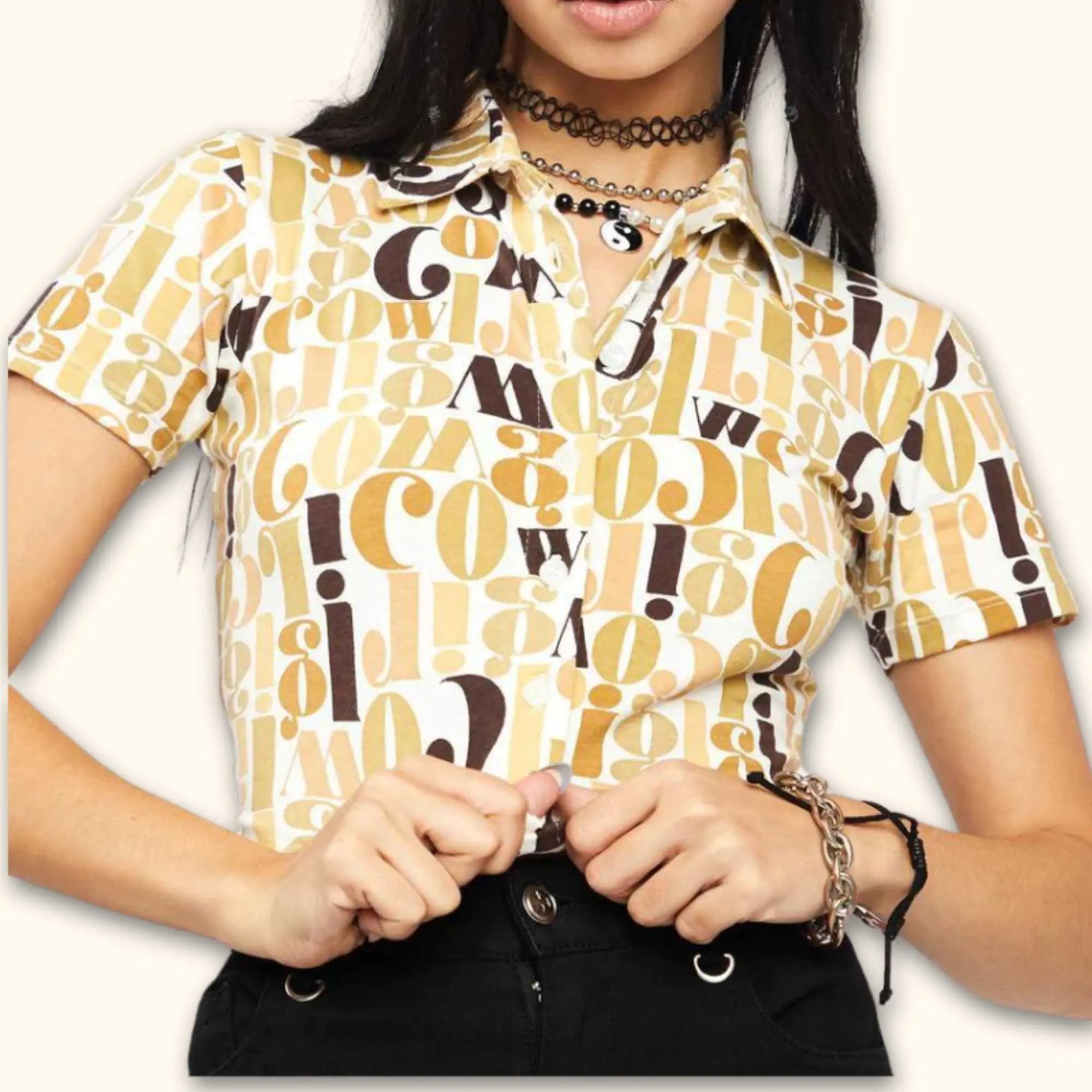 Motel Cowgirl Printed Cropped Shirt - Size Small - - Tops & Shirts