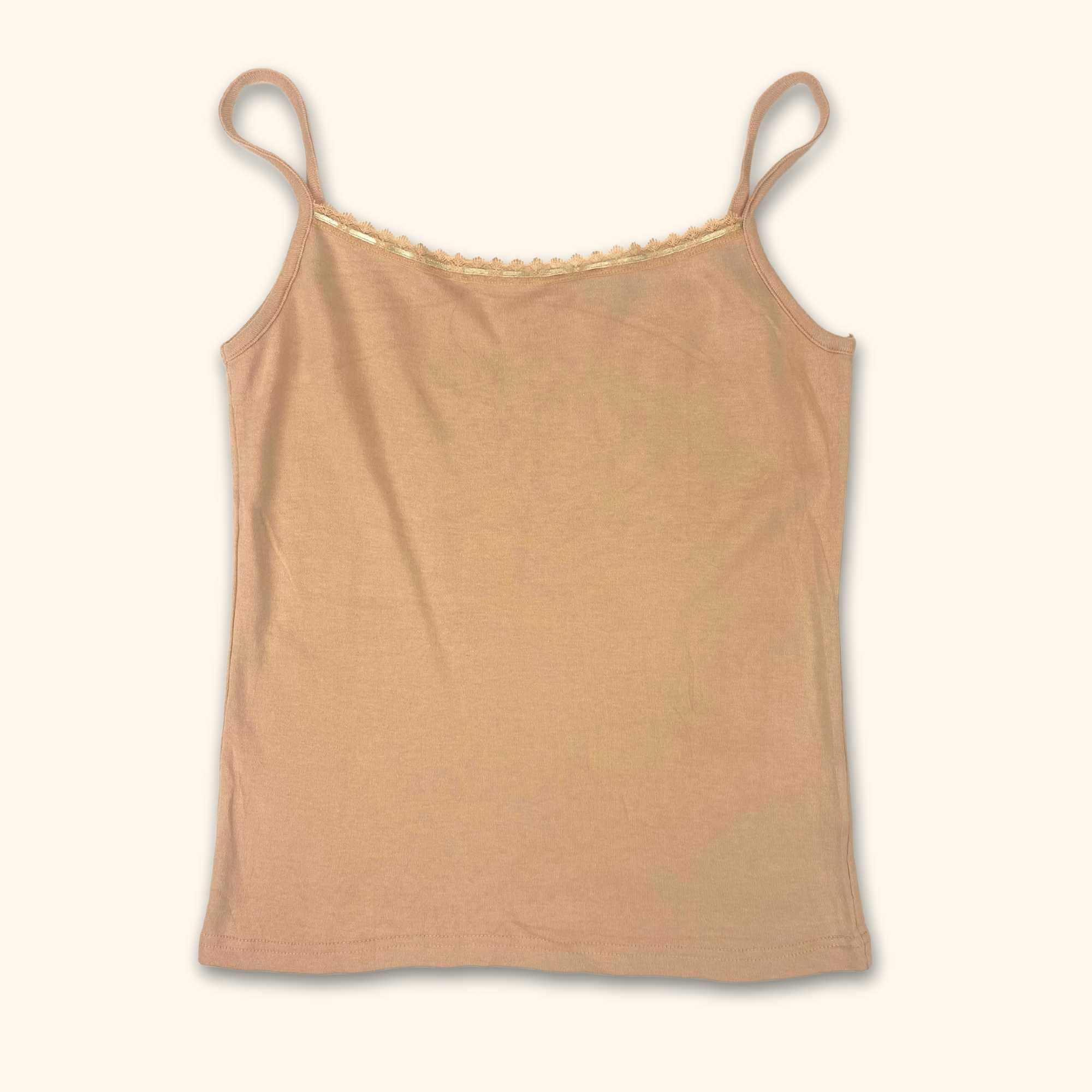 Vintage Pink Lace Trim Cami Top - Size Medium -  - Tops