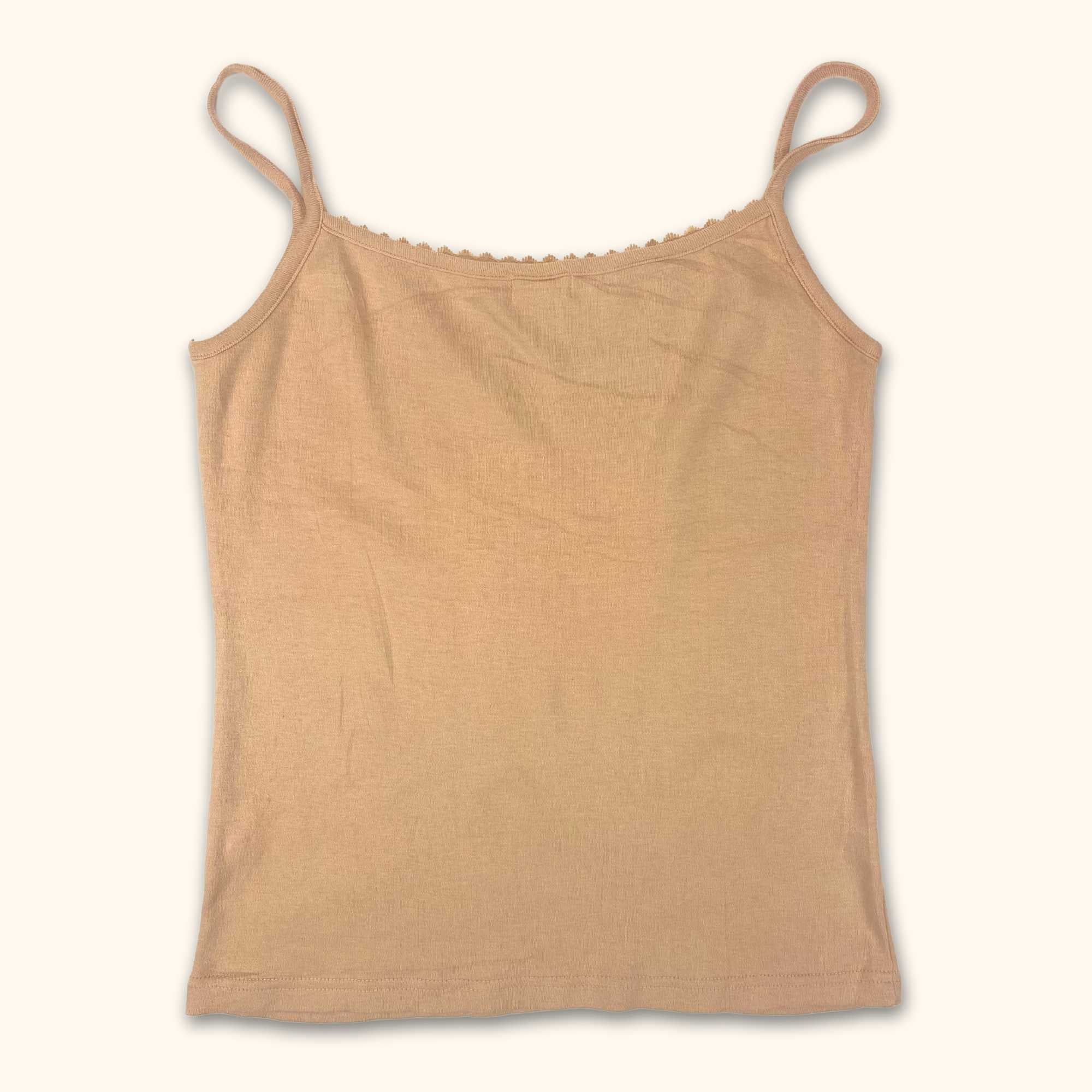 Vintage Pink Lace Trim Cami Top - Size Medium -  - Tops