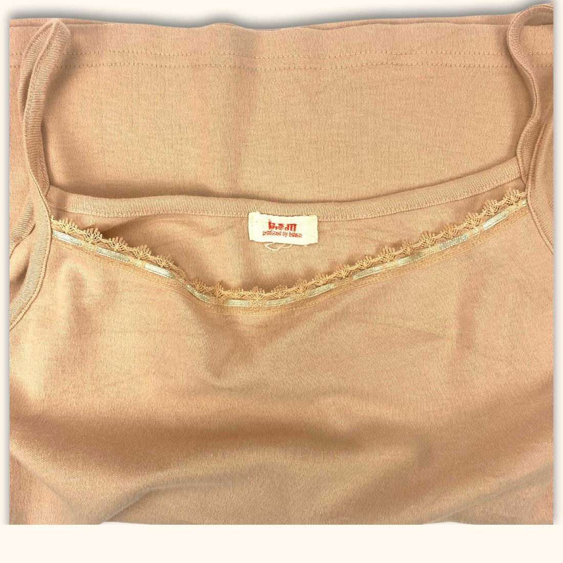 Vintage Pink Lace Trim Cami Top - Size Medium -  - Tops