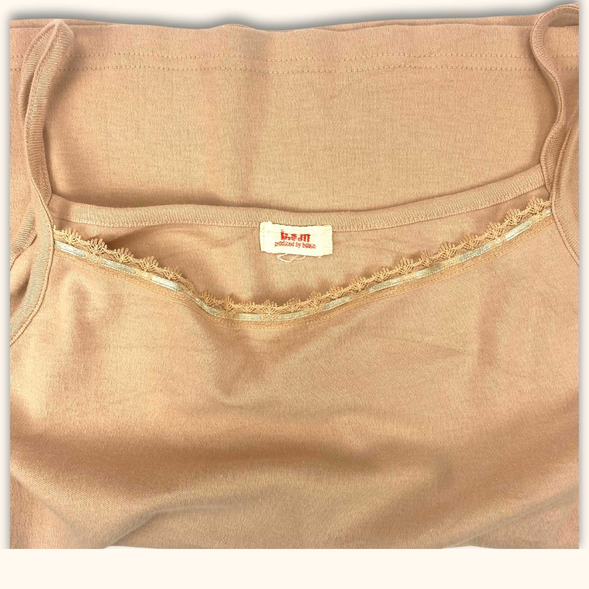 Vintage Pink Lace Trim Cami Top - Size Medium -  - Tops