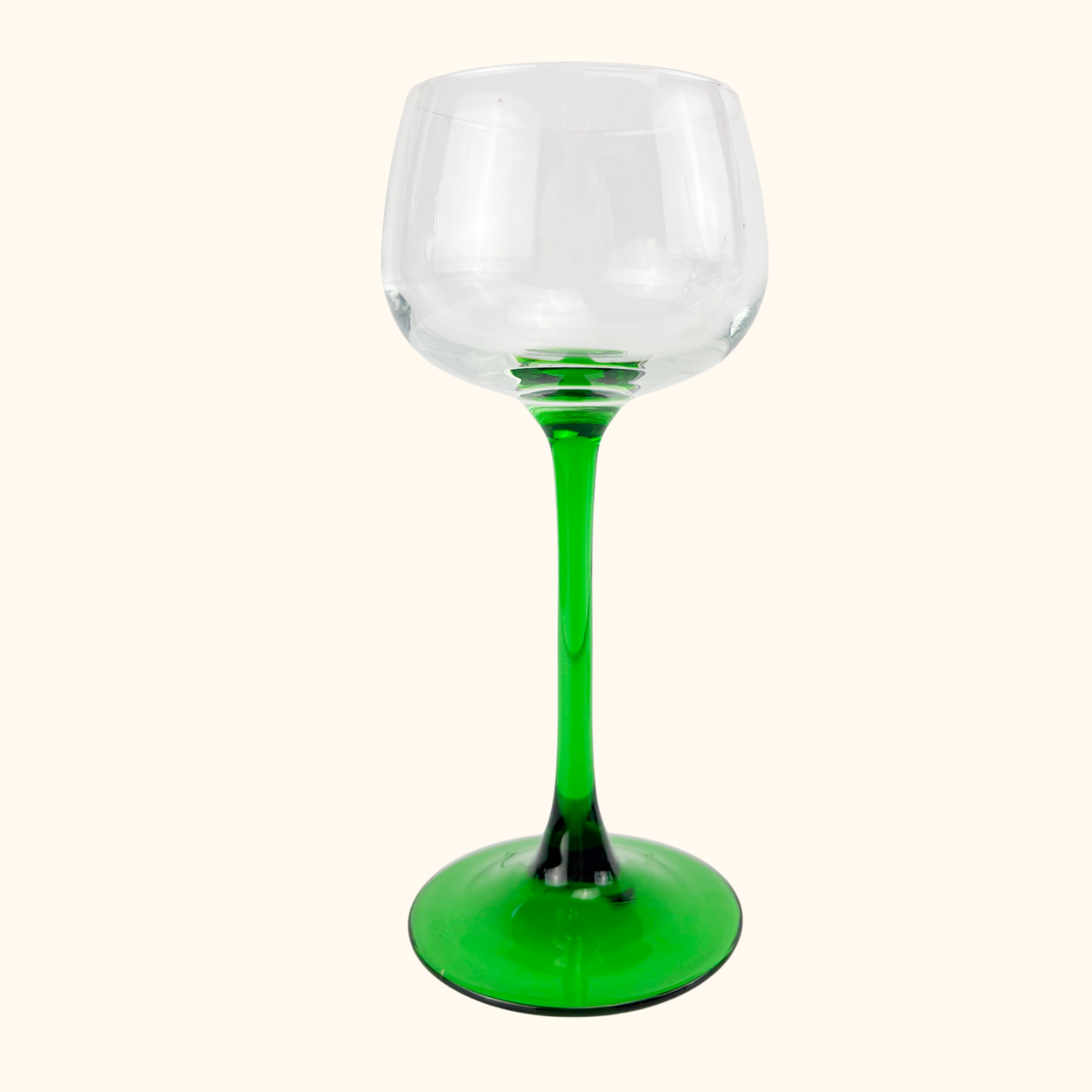 Vintage Luminarc French Green Stem Hock Wine Glasses Set of 4 Luminarc