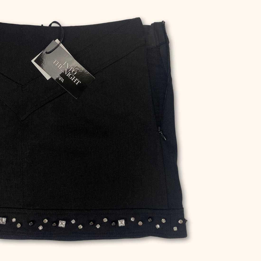 Zara Stud Black Denim Skirt - Size Medium - - Skirts