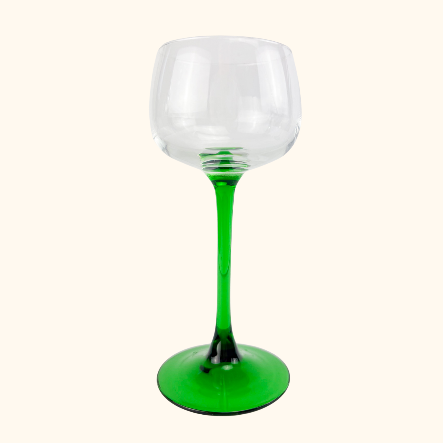 Vintage Luminarc French Green Stem Hock Wine Glasses Set of 4 Luminarc