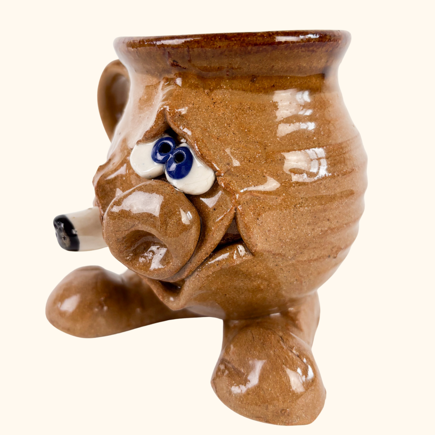 Clay Ugly Face Smoking Mug - - Mugs and teacups
