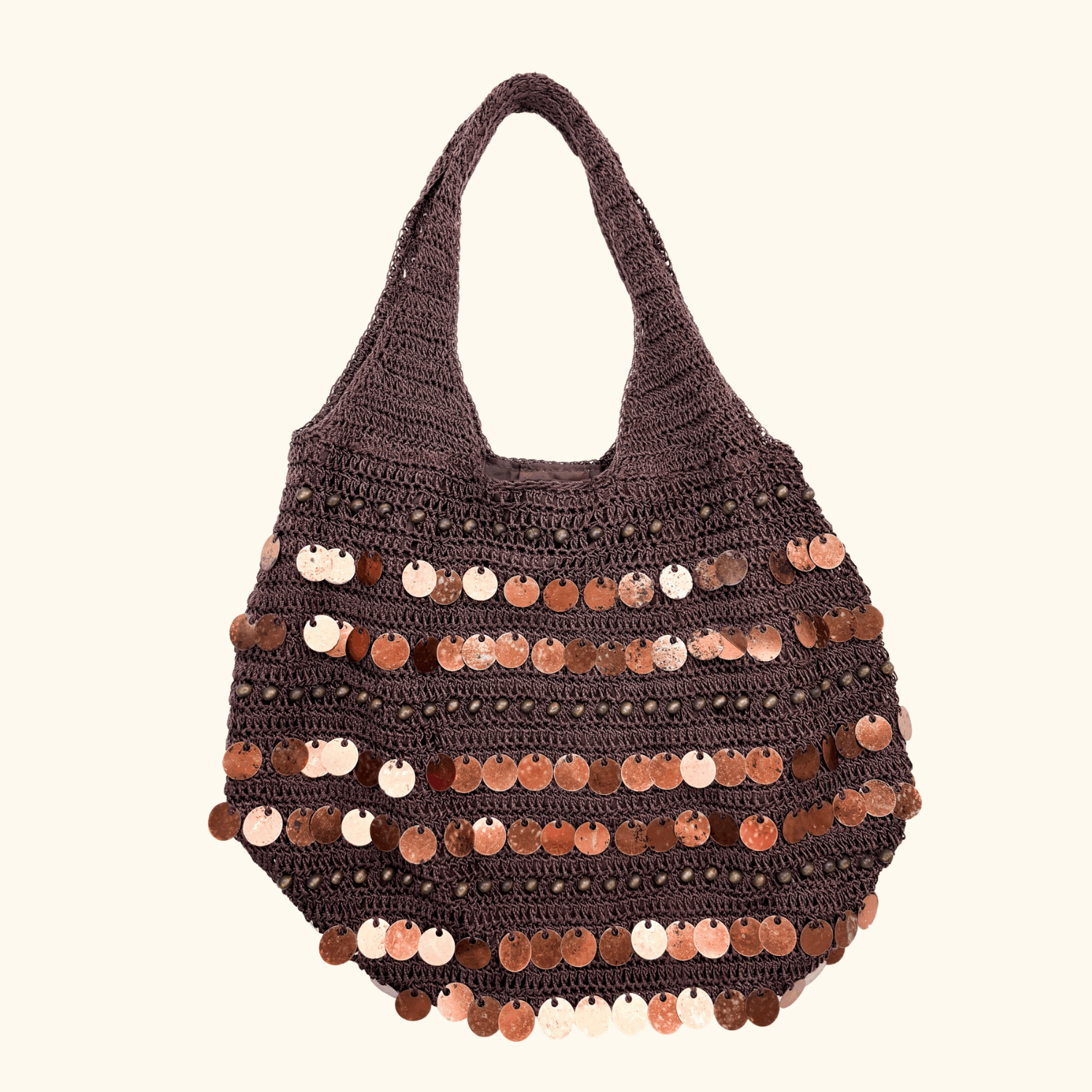 Vintage George Brown Crochet Sequin Bag - - Bags