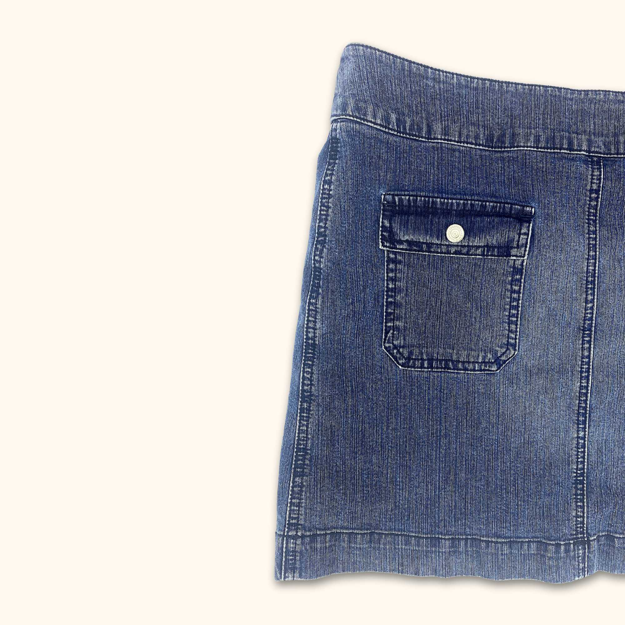 Vintage Mid Rise Blue Denim Mini Skirt - Size 10 -  - Skirts