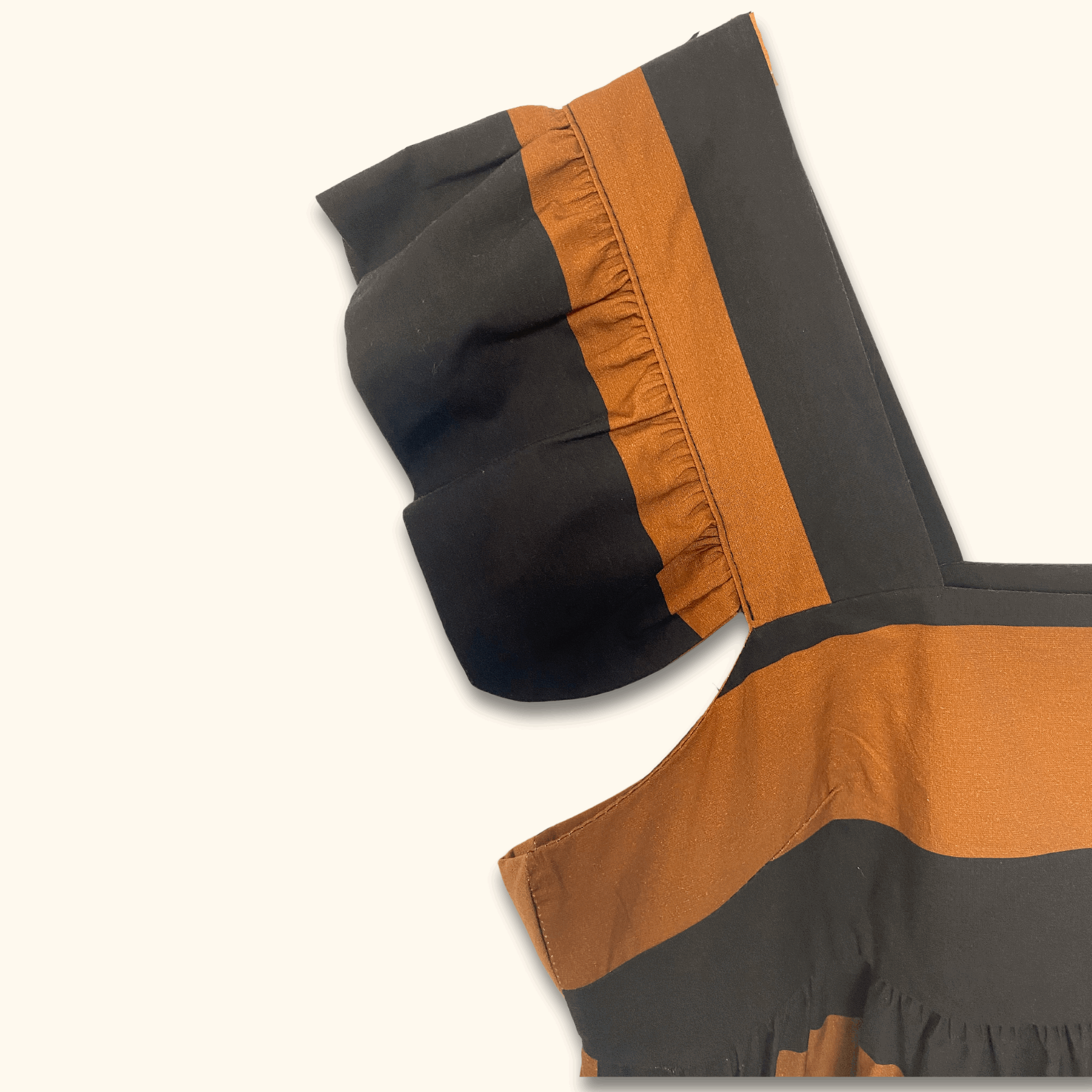 Black and Brown Striped Cotton Mini Dress - Size Large - - Dresses