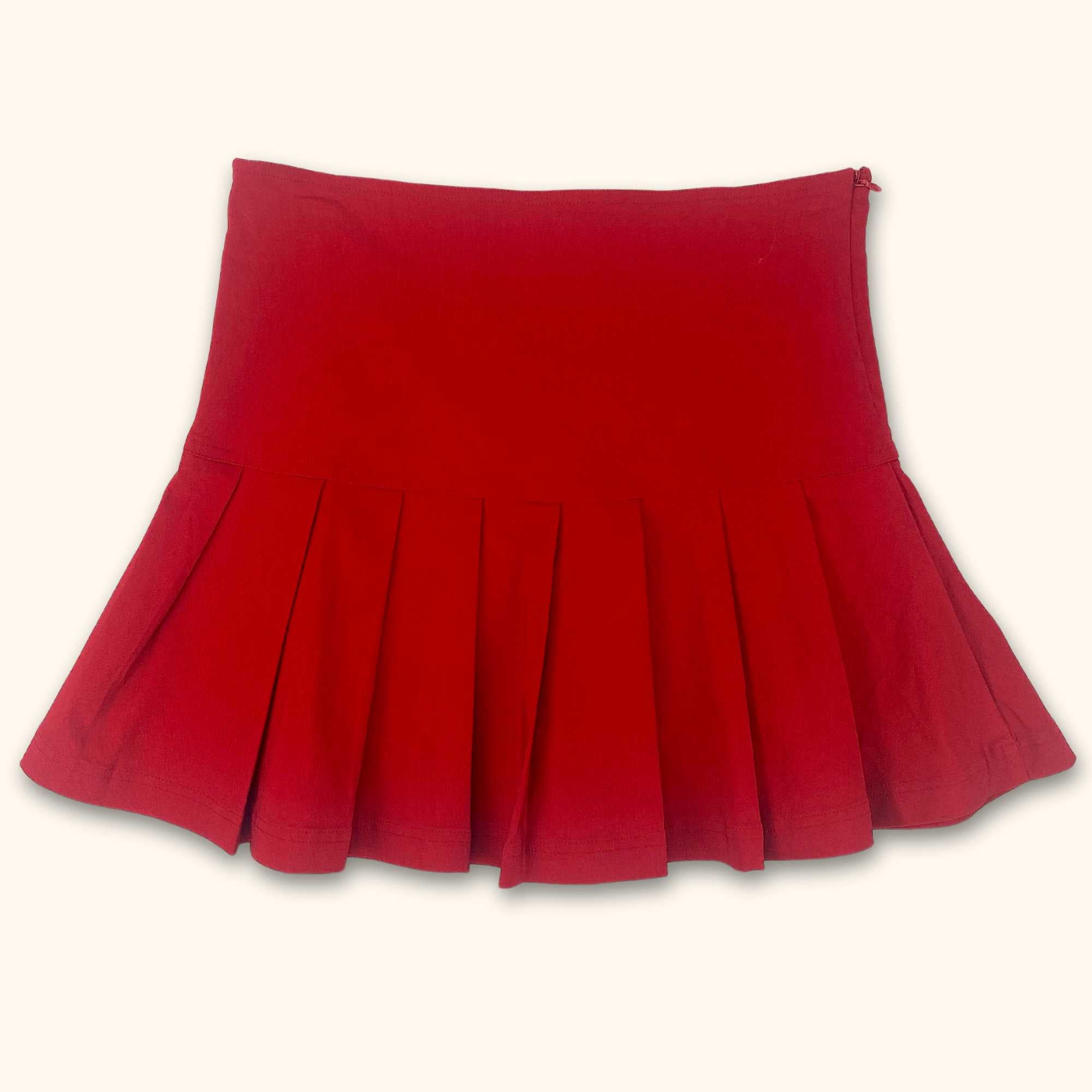 Vintage H&M Pleated Skirt Red - Size XS - - Skirts