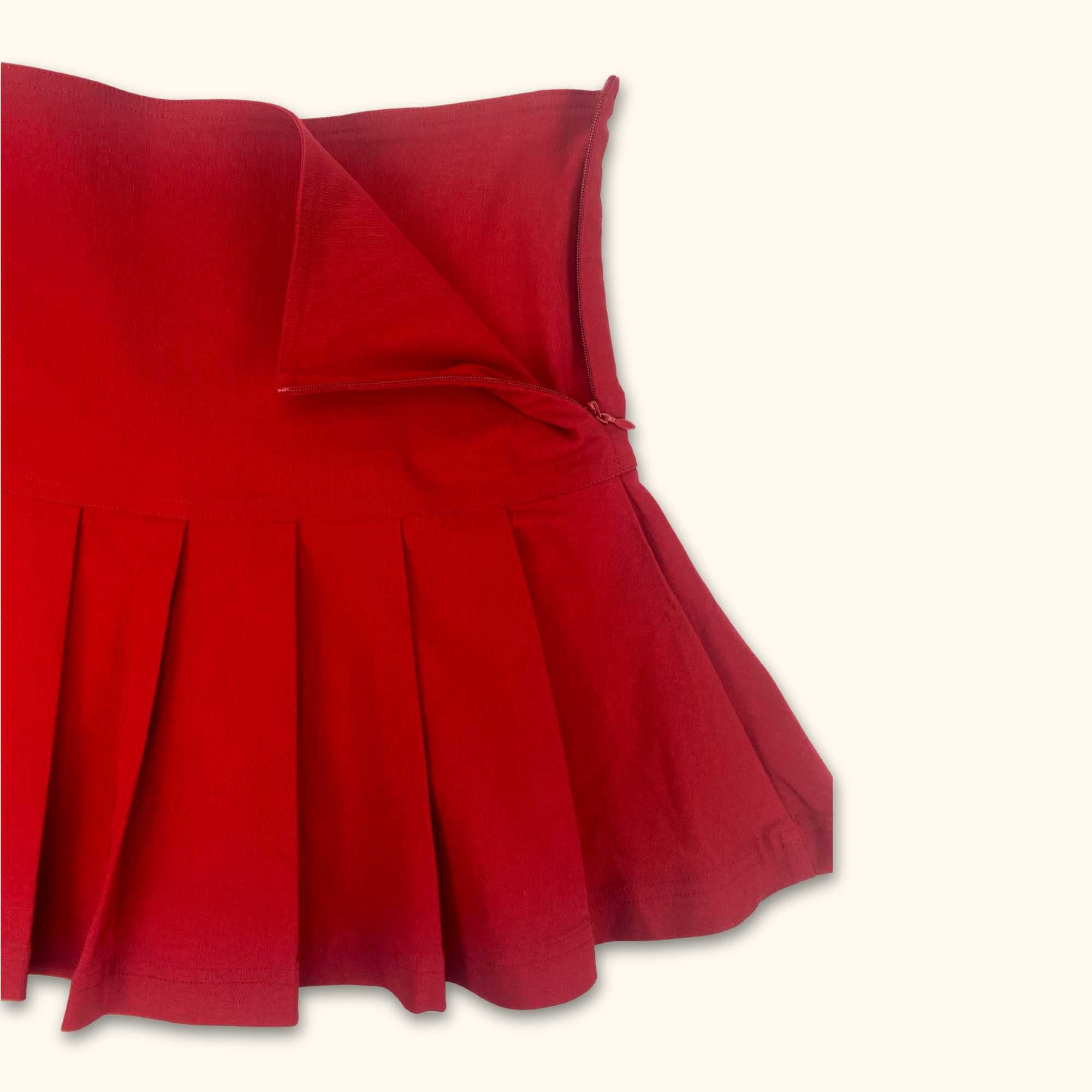 Vintage H&M Pleated Skirt Red - Size XS - - Skirts