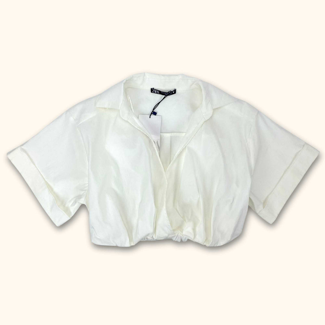 Zara White Cropped Shirt - Size XS - - Shirts