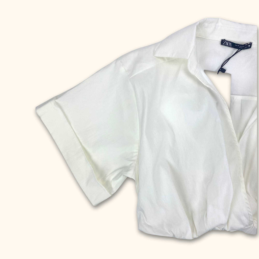 Zara White Cropped Shirt - Size XS - - Shirts