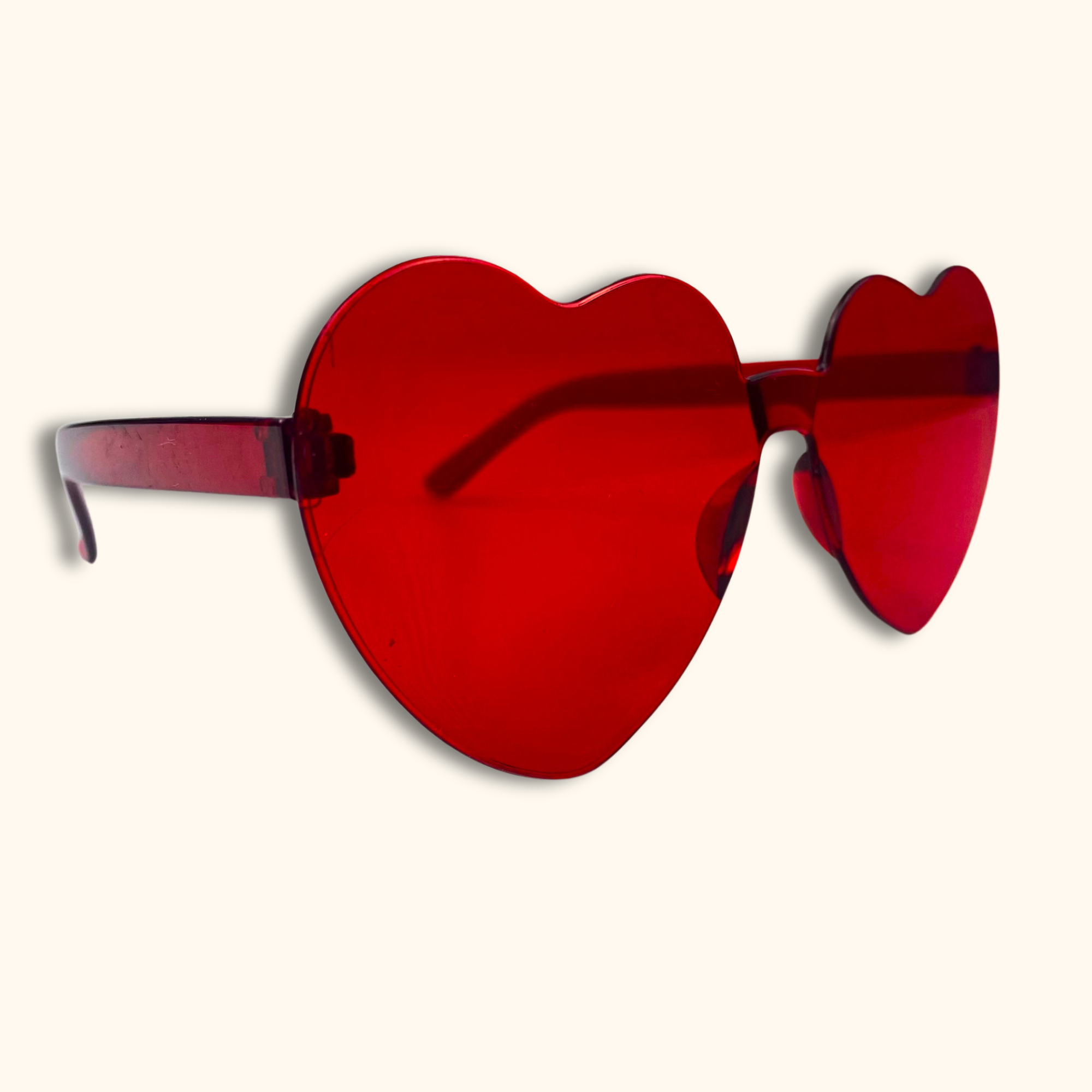 Red Heart Shaped Sunglasses - - Sunglasses