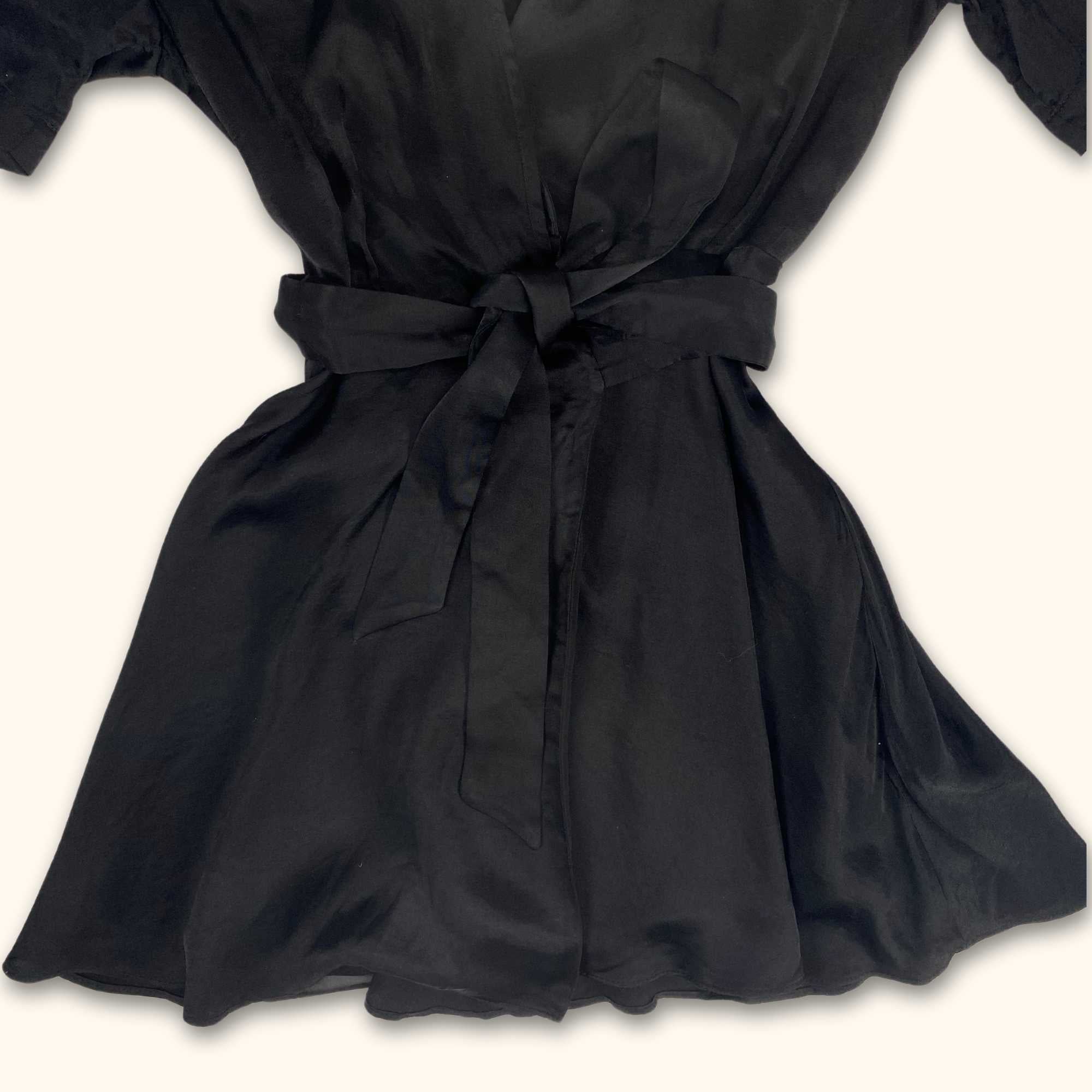 Zara Satin Wrap Around Black Dress - Size Small - - Dresses