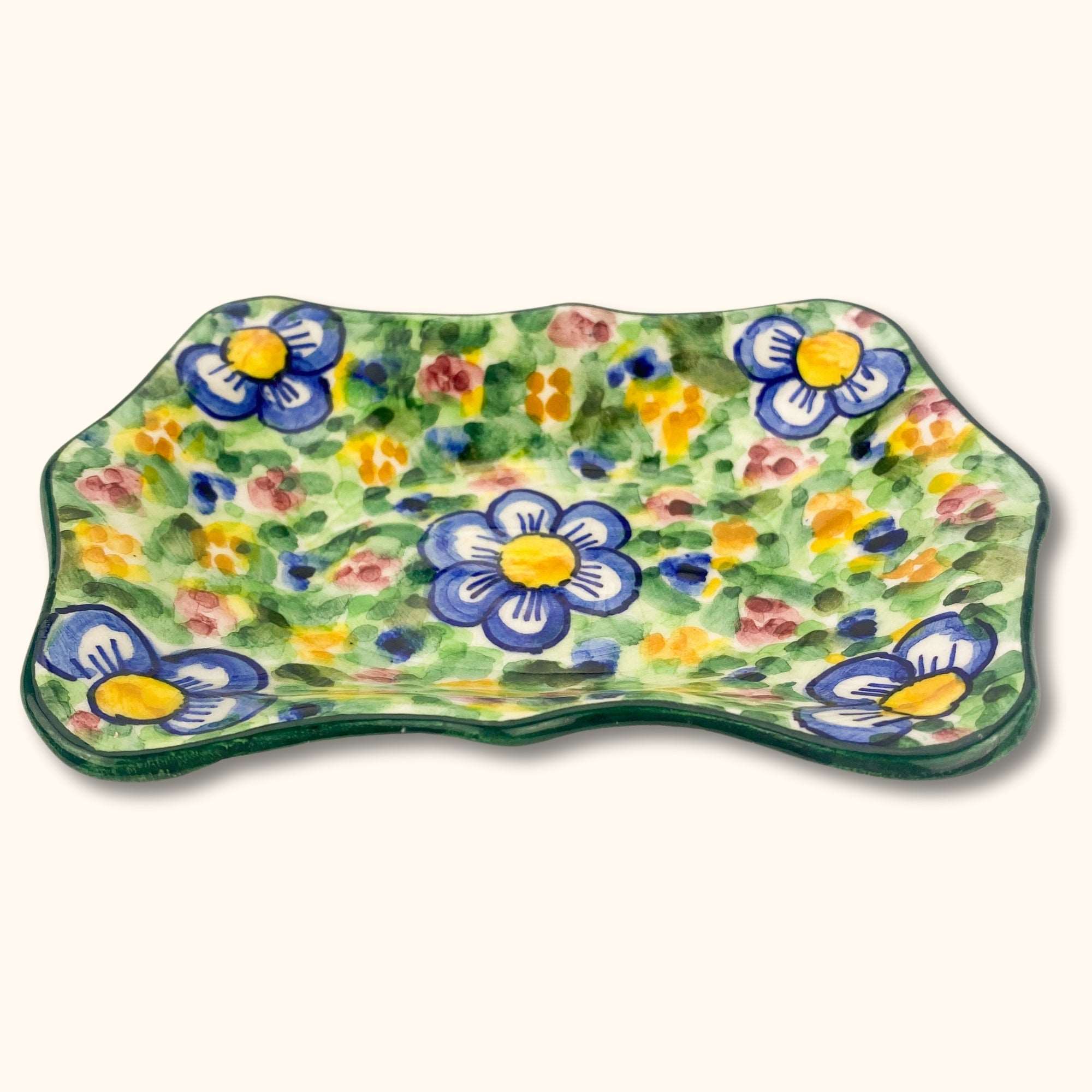 Floral Green Ceramic Soap Dish - - Soap Dishes