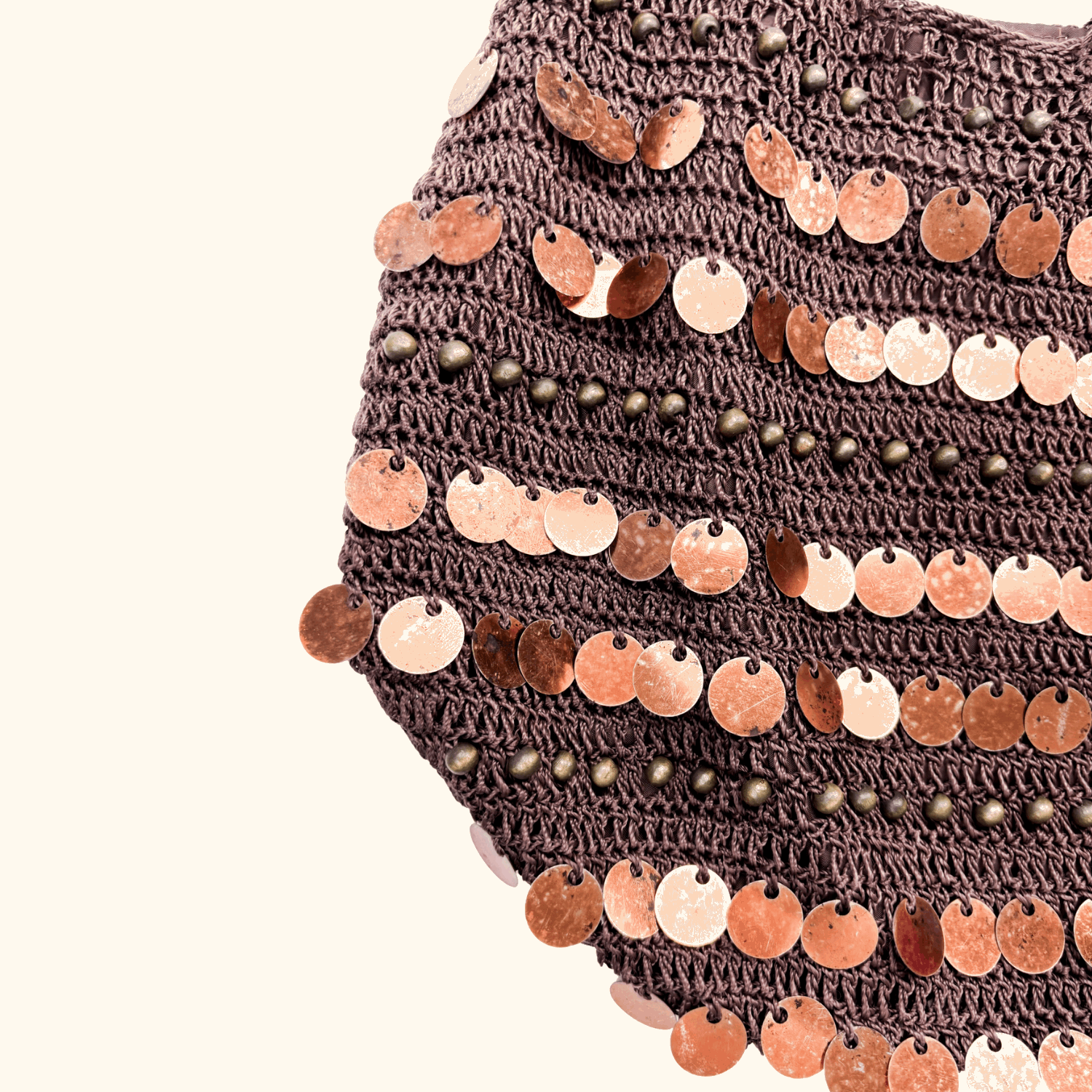 Vintage George Brown Crochet Sequin Bag - - Bags