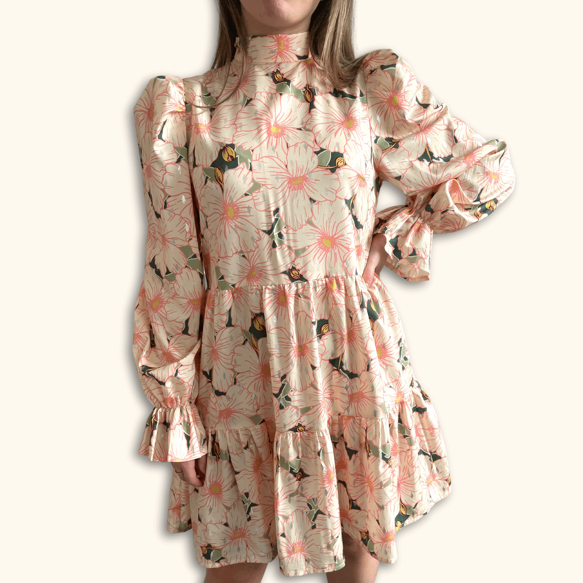 Never Fully Dressed Long Sleeve Tiered Floral Mini Dress