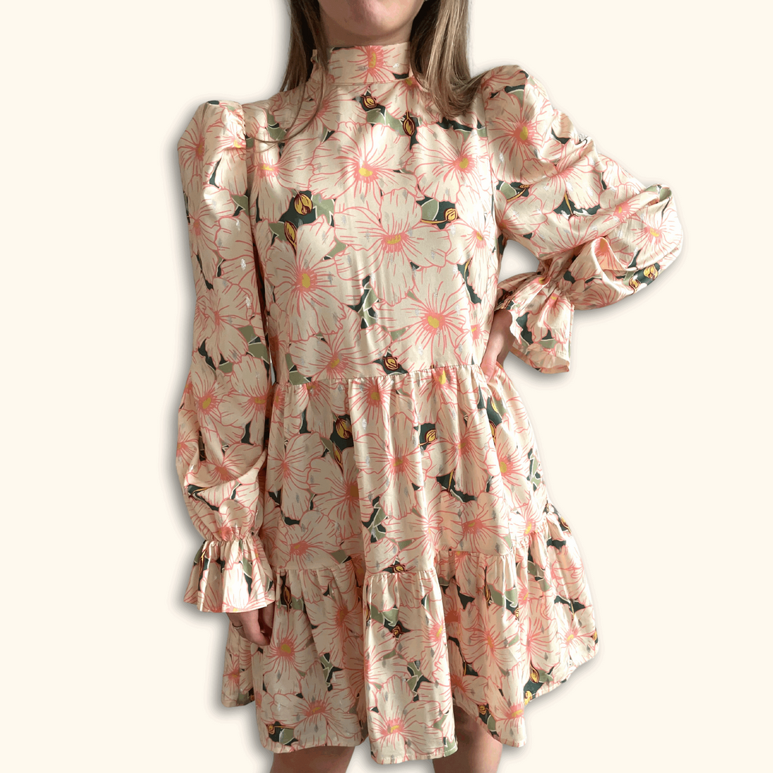 Never Fully Dressed Long Sleeve Tiered Floral Mini Dress - Size 8 -  - Dresses