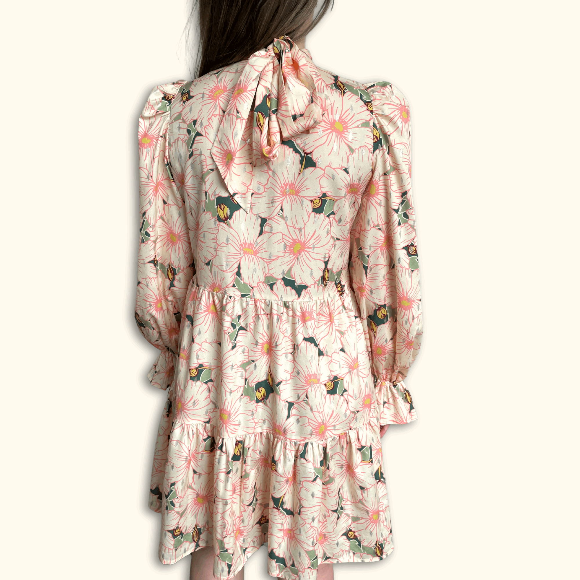 Never Fully Dressed Long Sleeve Tiered Floral Mini Dress - Size 8 -  - Dresses