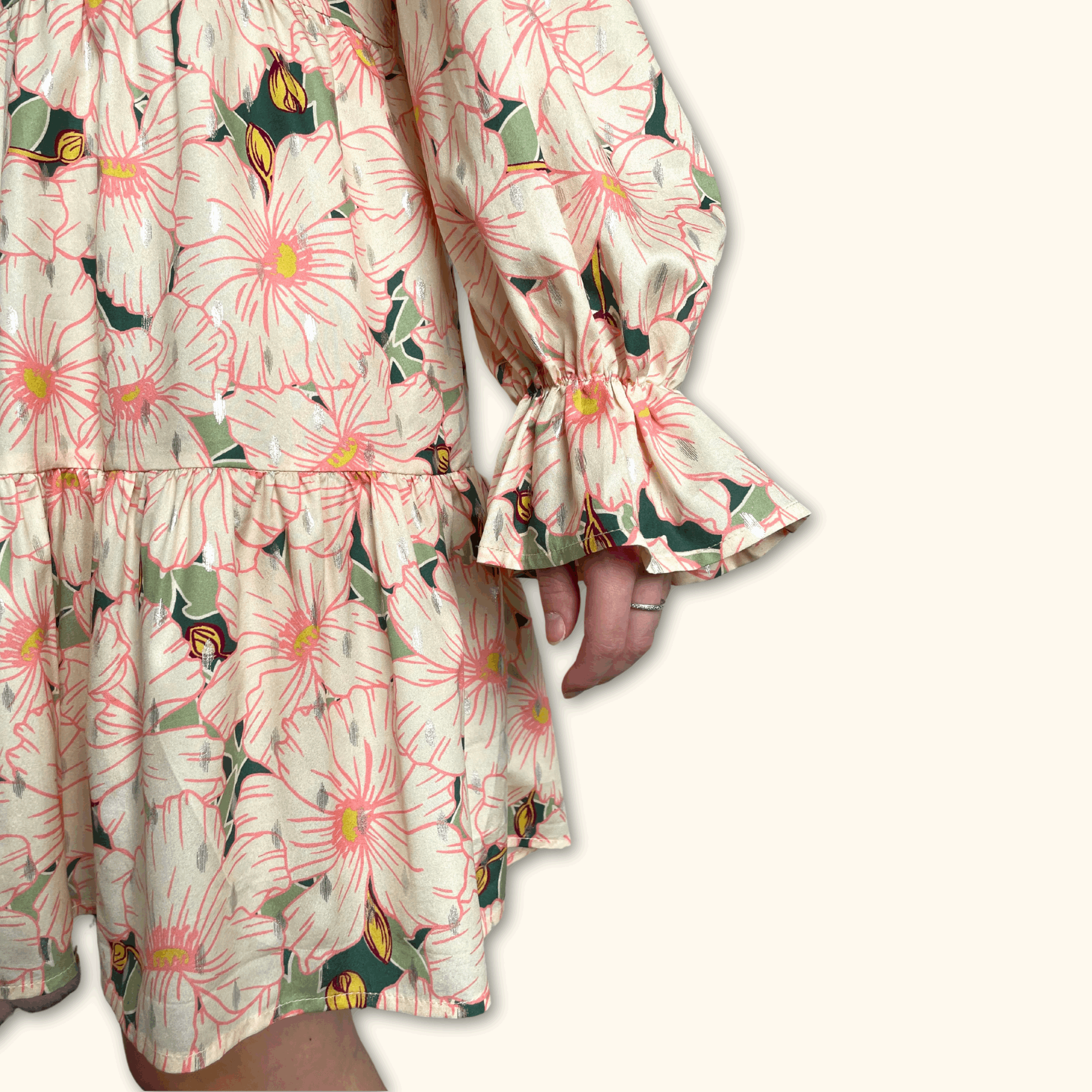 Never Fully Dressed Long Sleeve Tiered Floral Mini Dress - Size 8 -  - Dresses