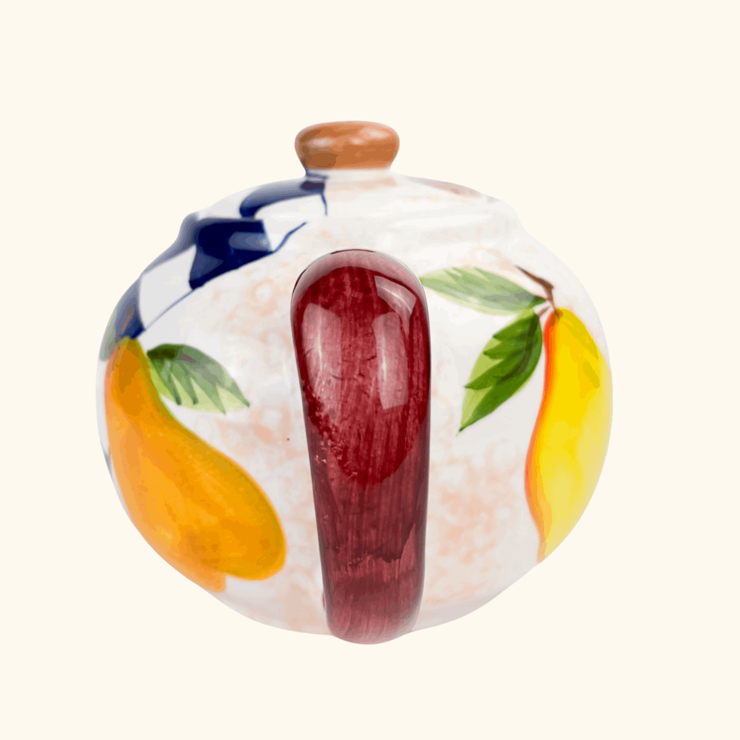 Hand Painted Checkered Fruit Ceramic Teapot Sunshine Thrift