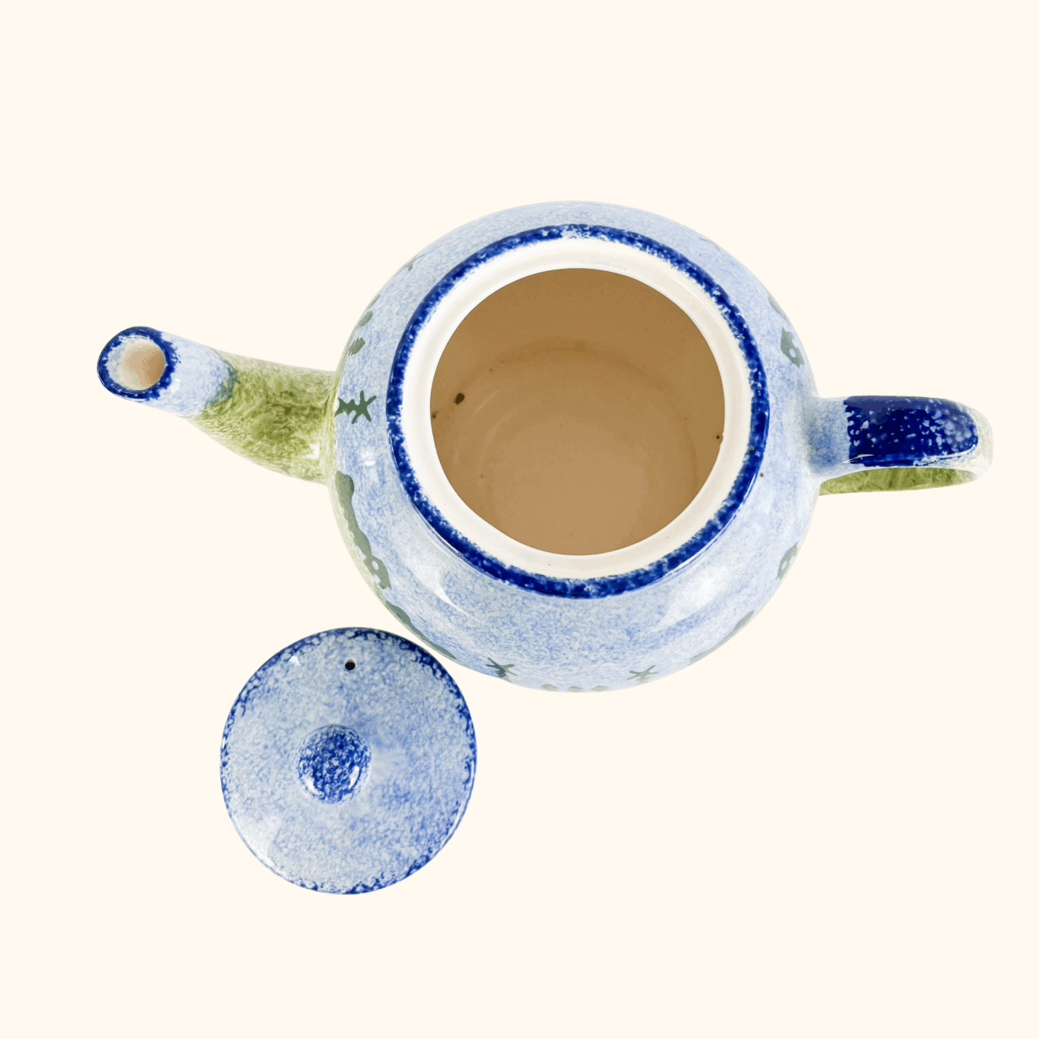 Price & Kensington Spongeware Blue Sheep Ceramic Teapot P&K