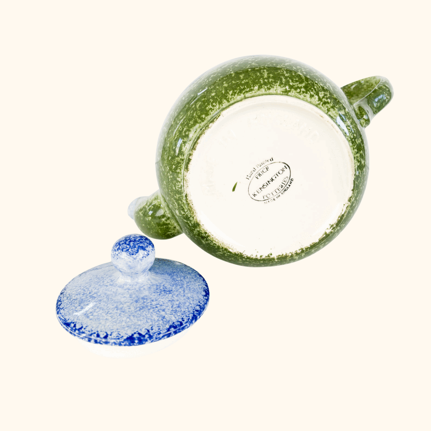 Price & Kensington Spongeware Blue Sheep Ceramic Teapot P&K