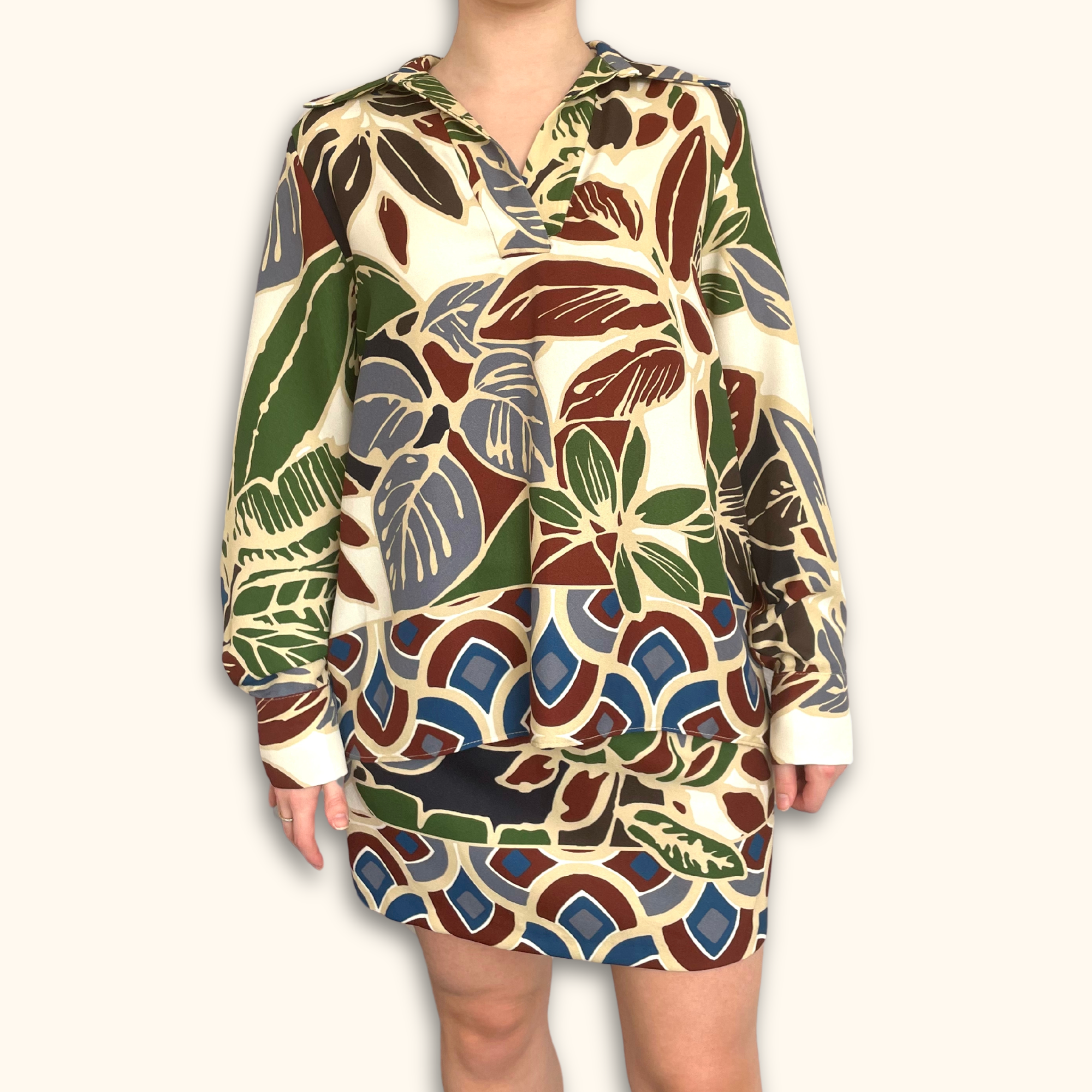 Zara Abstract Print Relaxed Fit Long Sleeve Blouse - Size Medium - - Tops & Shirts