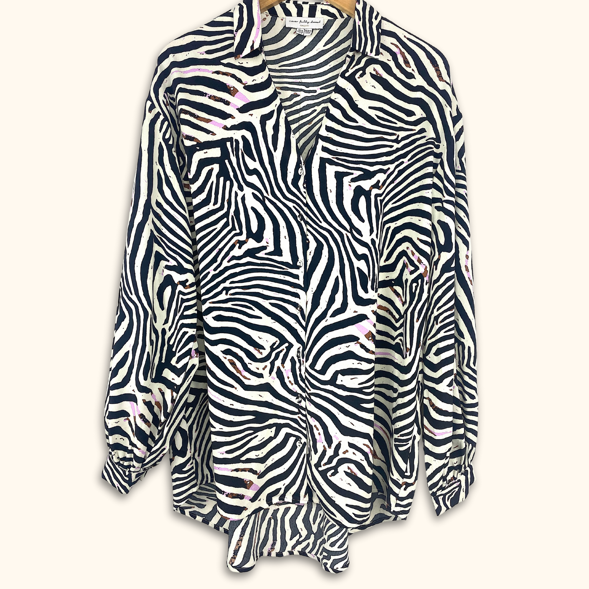 Never Fully Dressed Zebra Oversized Long Sleeve Shirt - Size 10 - - Tops & Shirts