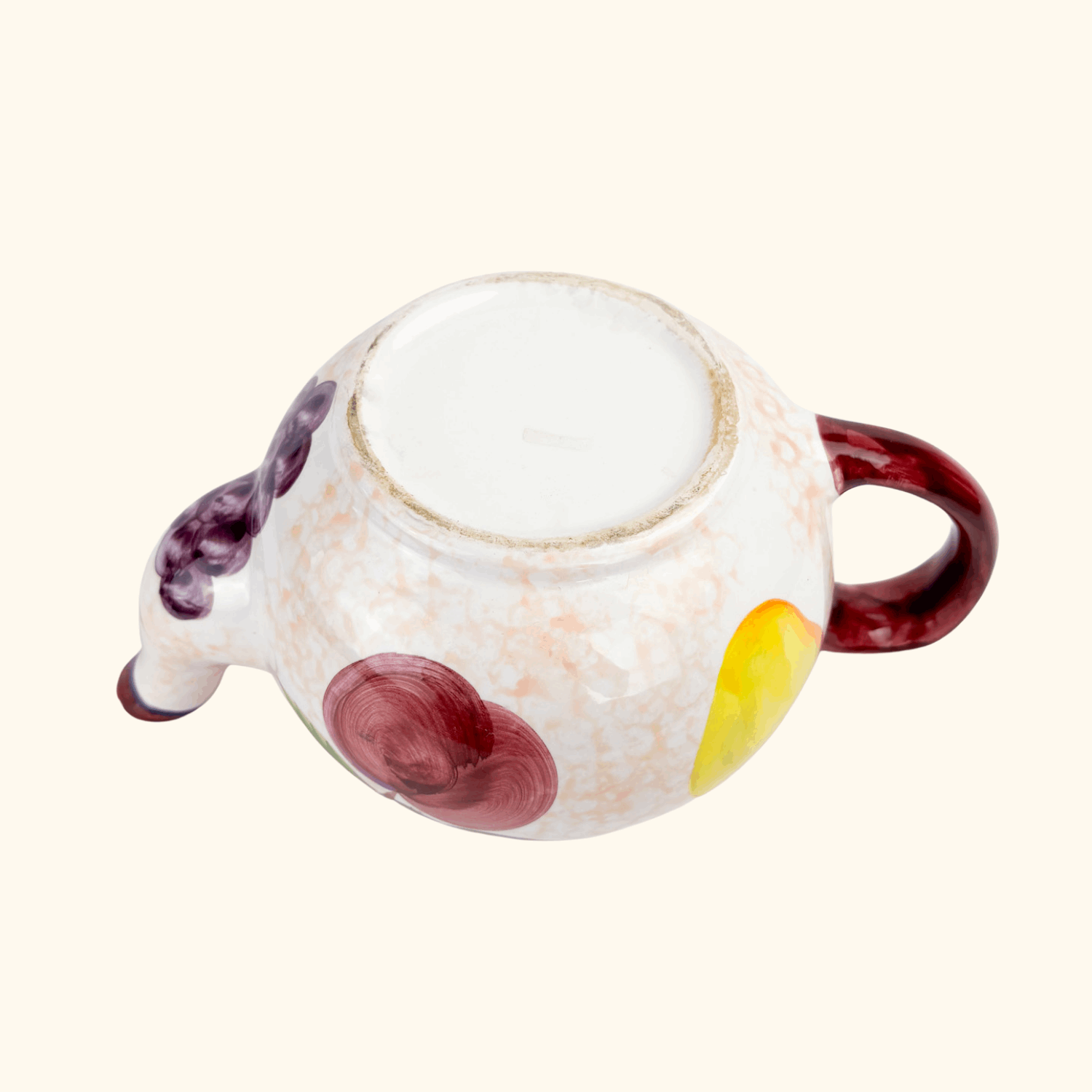 Hand Painted Checkered Fruit Ceramic Teapot Sunshine Thrift