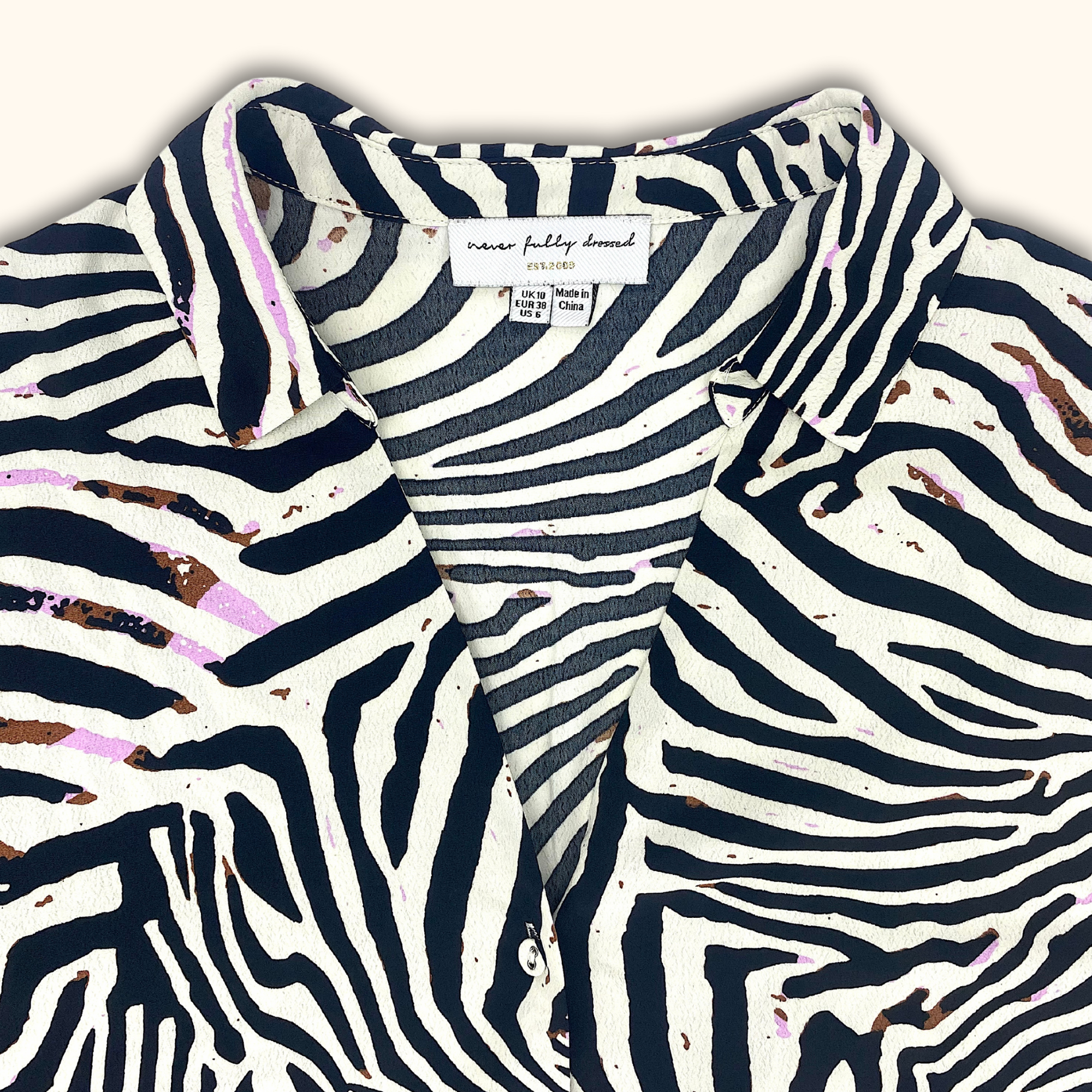 Never Fully Dressed Zebra Oversized Long Sleeve Shirt - Size 10 - - Tops & Shirts