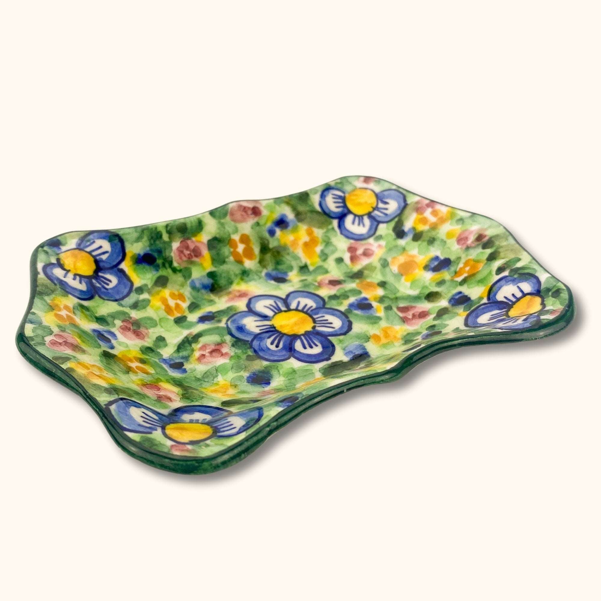 Floral Green Ceramic Soap Dish - - Soap Dishes