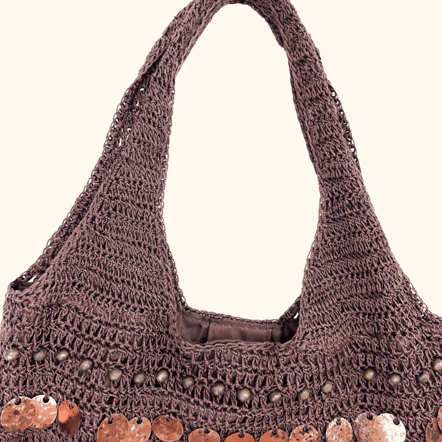 Vintage George Brown Crochet Sequin Bag - - Bags