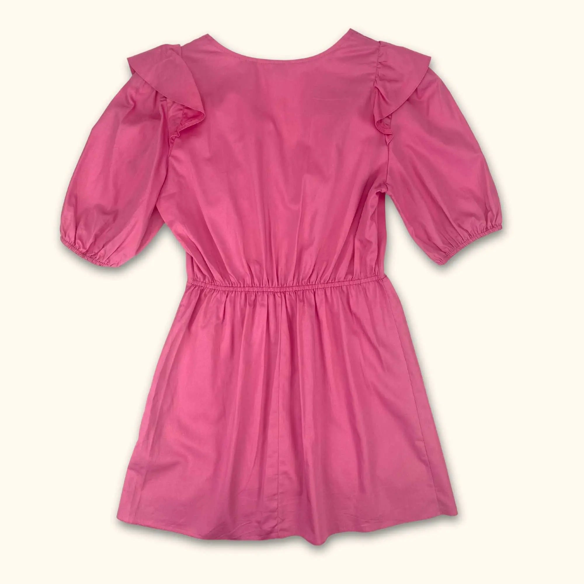 Miss Selfridge Pink Poplin Ruffle Mini Dress - Size Petite 8 -  - Dresses