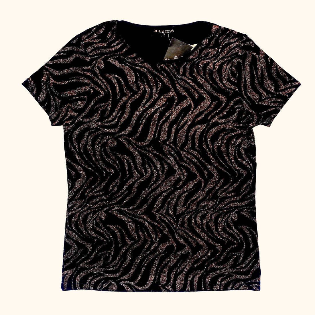 Anna Rose Gold Sparkle Short Sleeve Top - Size Small - - Tops