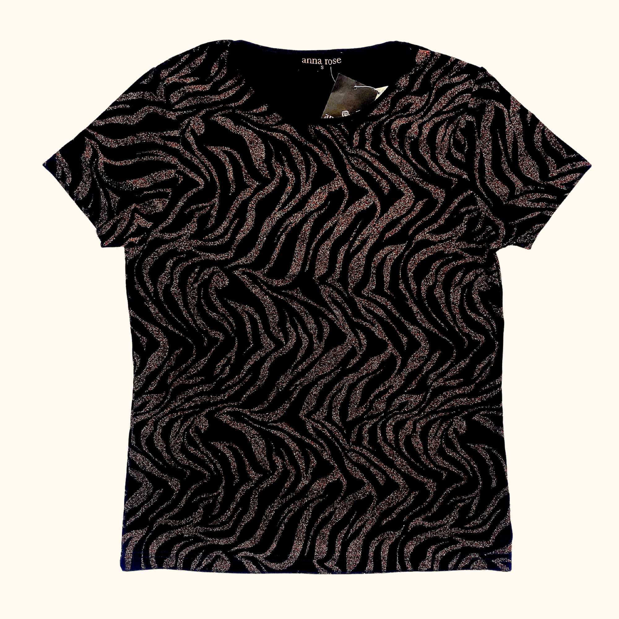 Anna Rose Gold Sparkle Short Sleeve Top - Size Small - - Tops