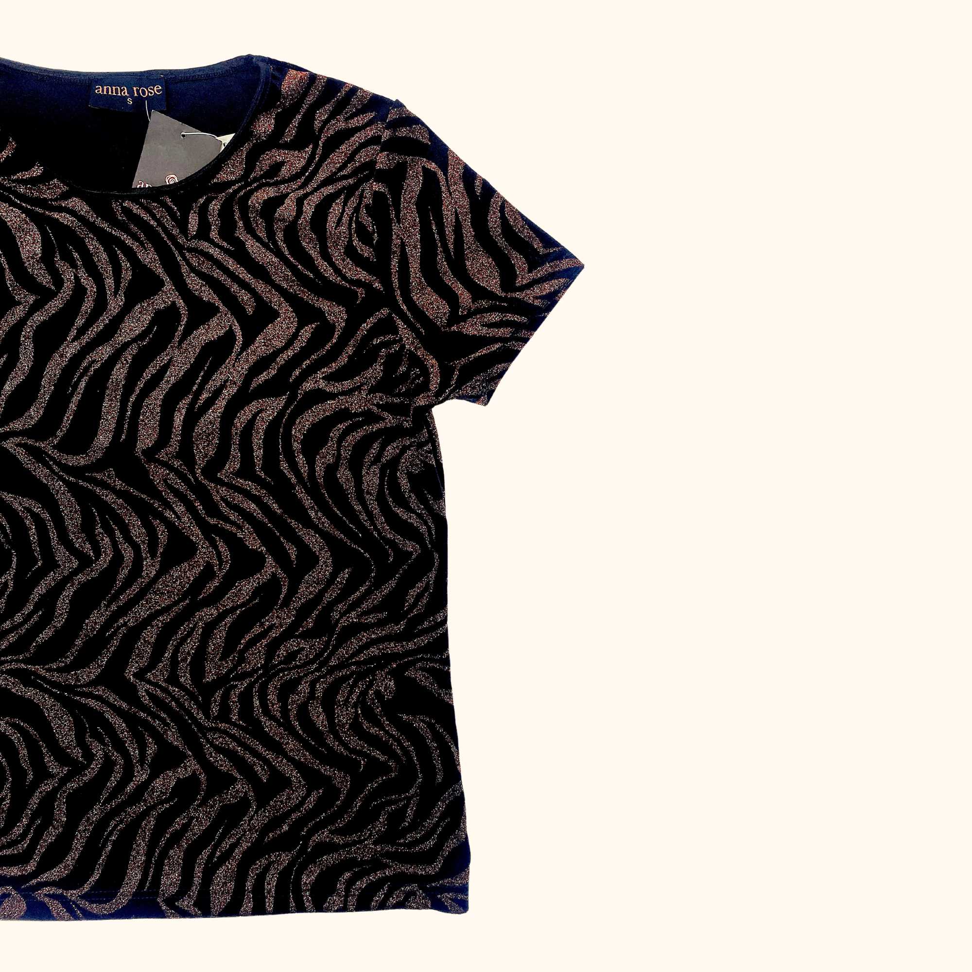 Anna Rose Gold Sparkle Short Sleeve Top - Size Small - - Tops