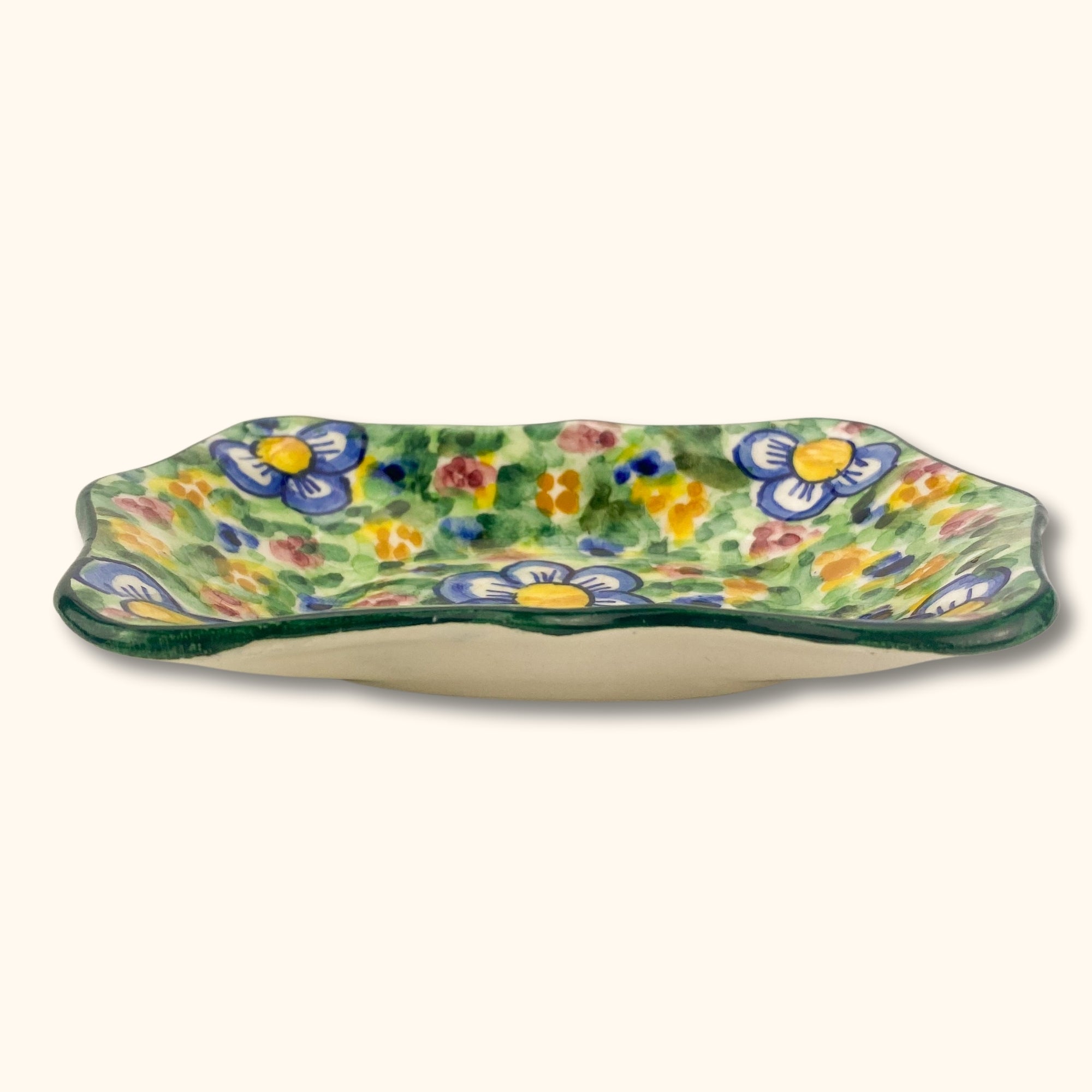 Floral Green Ceramic Soap Dish - - Soap Dishes