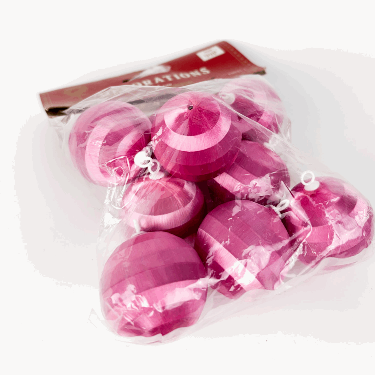 Vintage Woolworths Pink Silk Spun Mini Baubles Set of 9 Woolworths