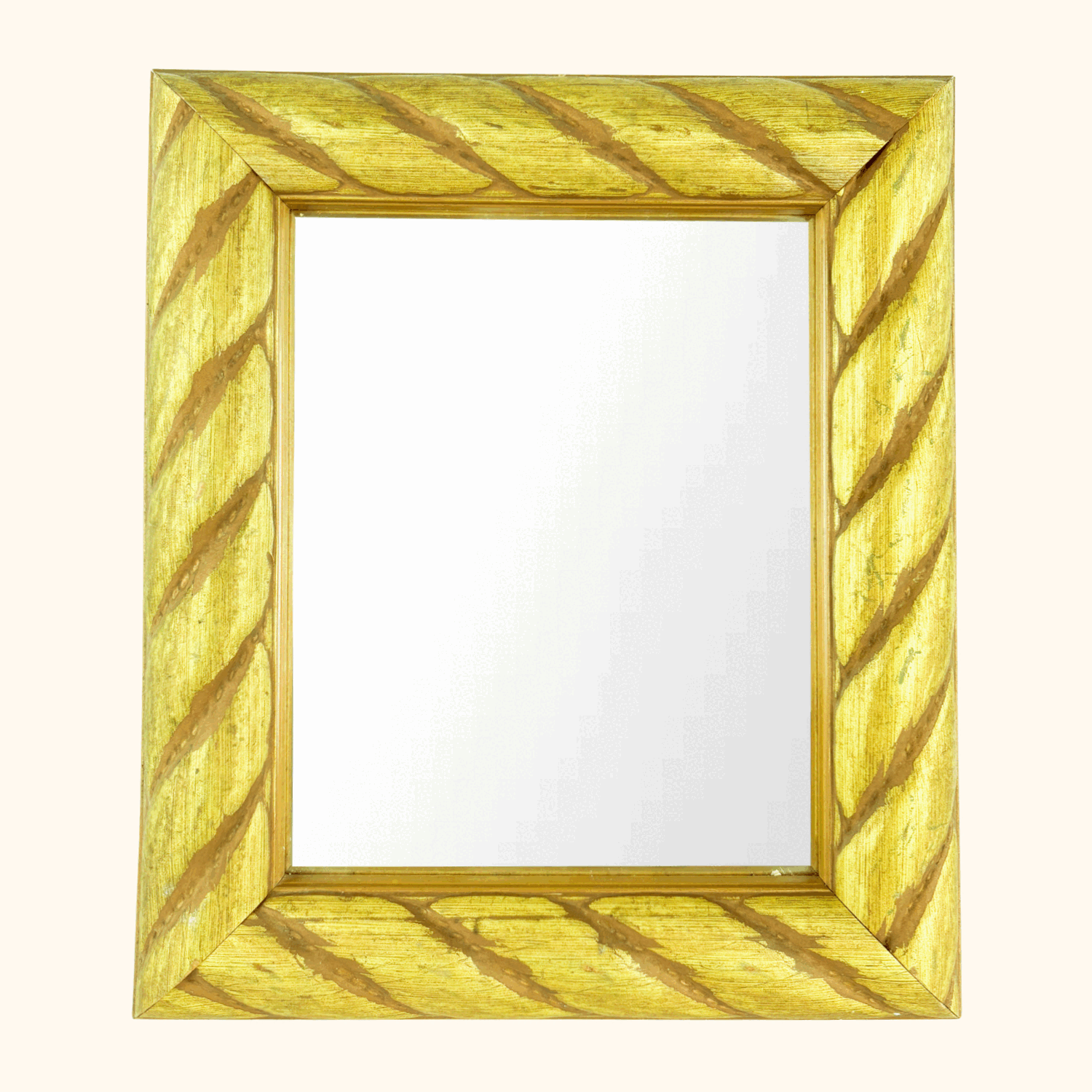 Gold Wood Rectangle Rope Chunky Wall Mirror - - Mirrors