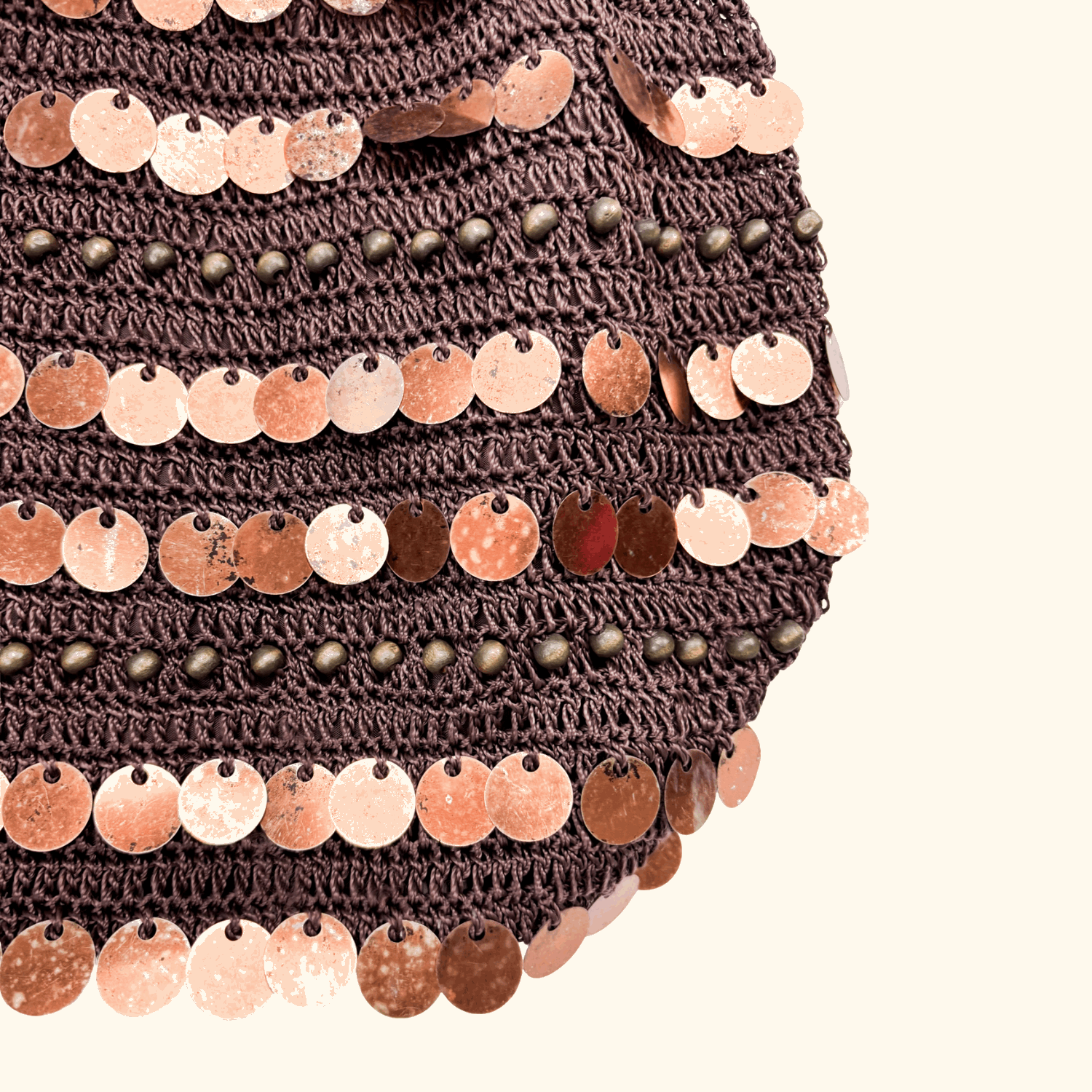 Vintage George Brown Crochet Sequin Bag - - Bags
