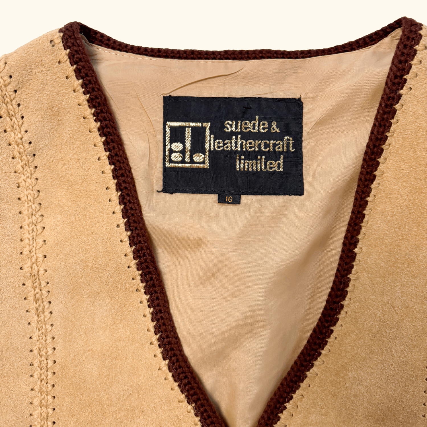 Vintage 1970s Brown Suede Leather Vest - Size 16 Suede and Leathercraft Ltd