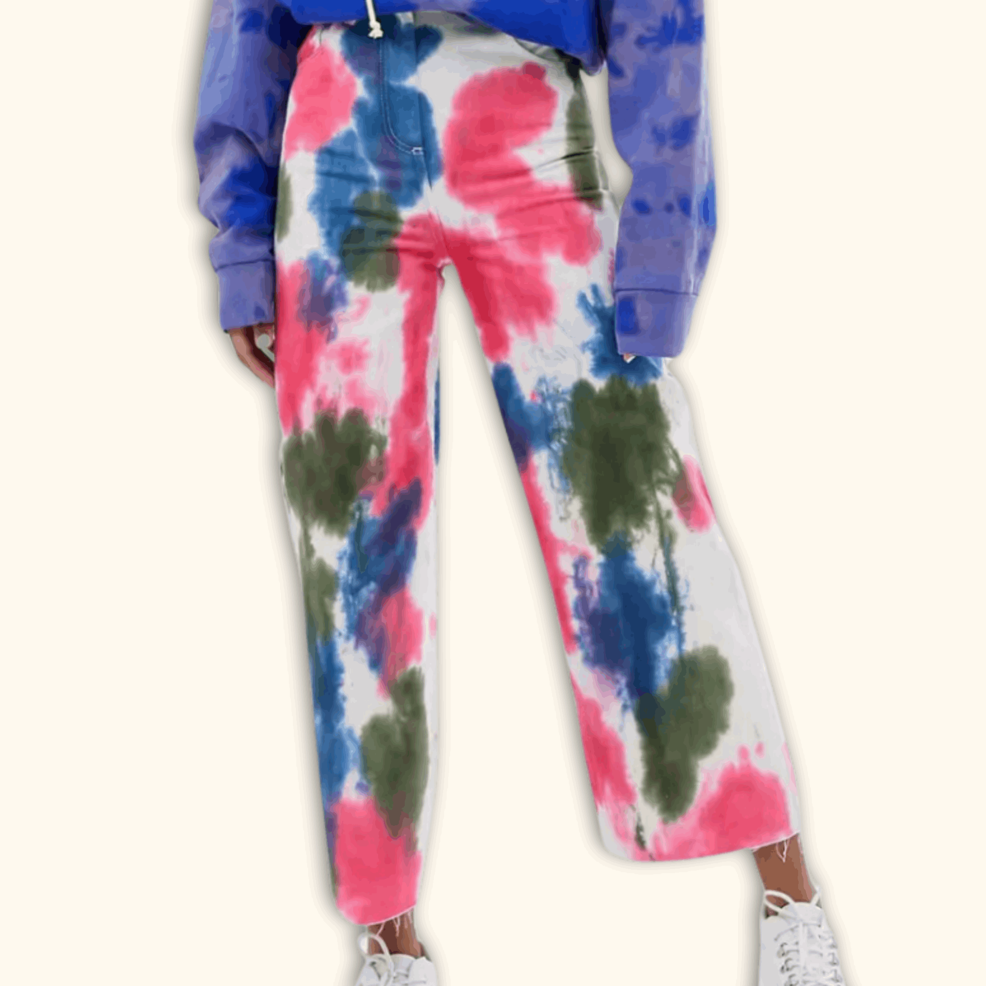 Collusion Tie Dye High Waist Wide Leg Jeans - Size Medium - - Jeans