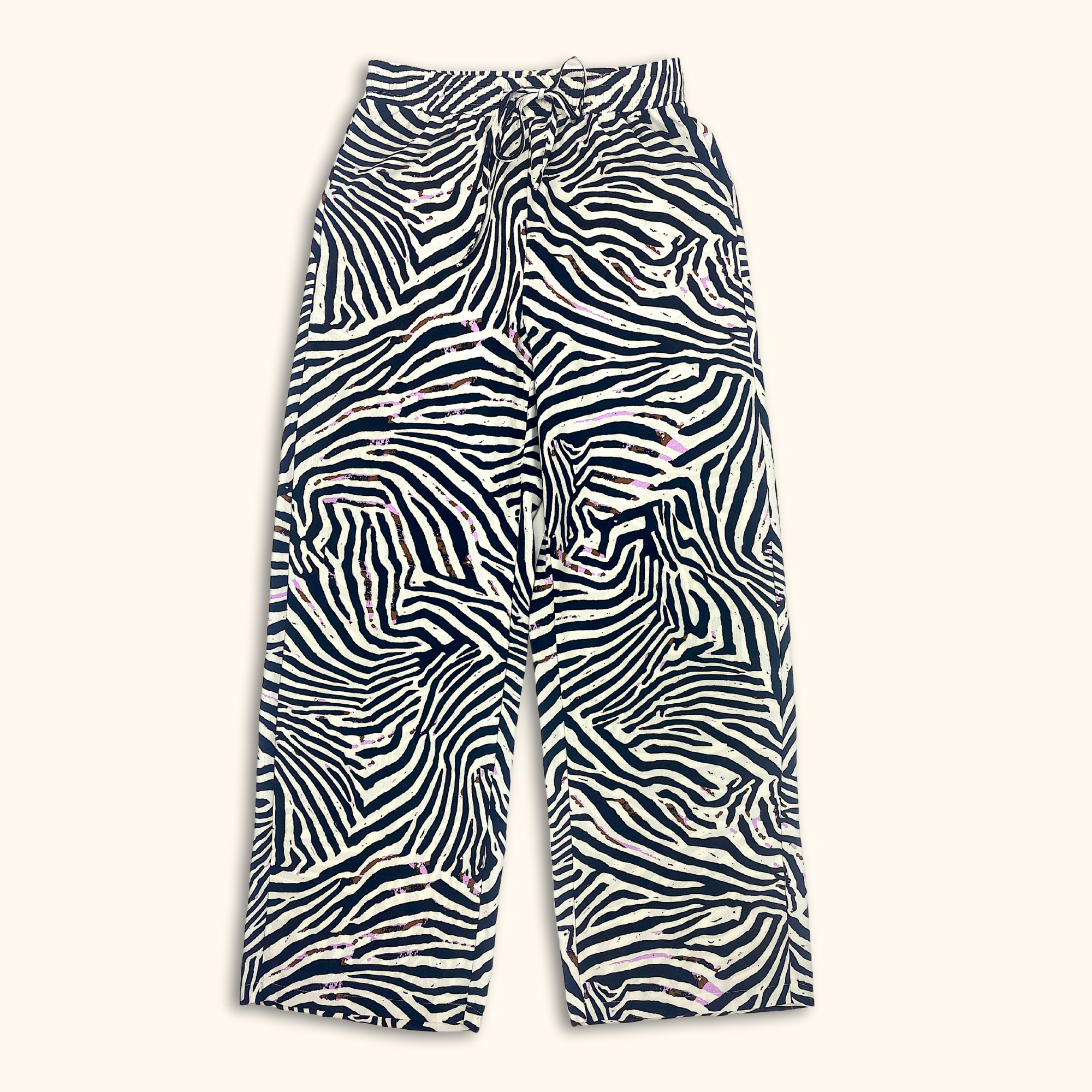 Never Fully Dressed Zebra Print Wide Leg Trousers - Size 8 - - Jeans & Trousers