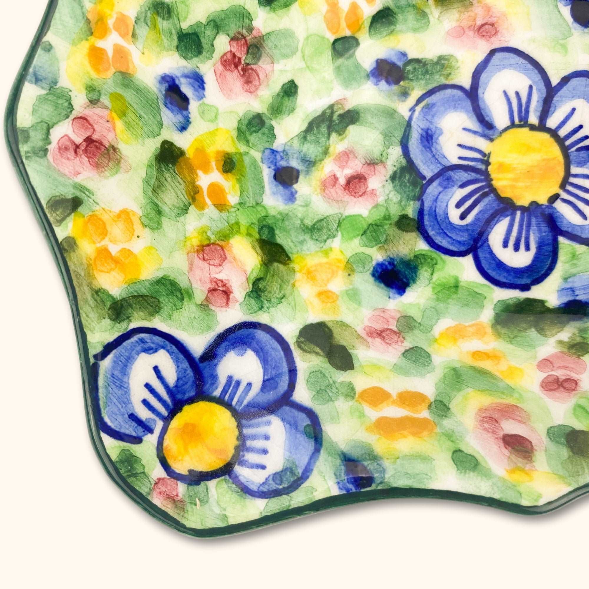 Floral Green Ceramic Soap Dish - - Soap Dishes